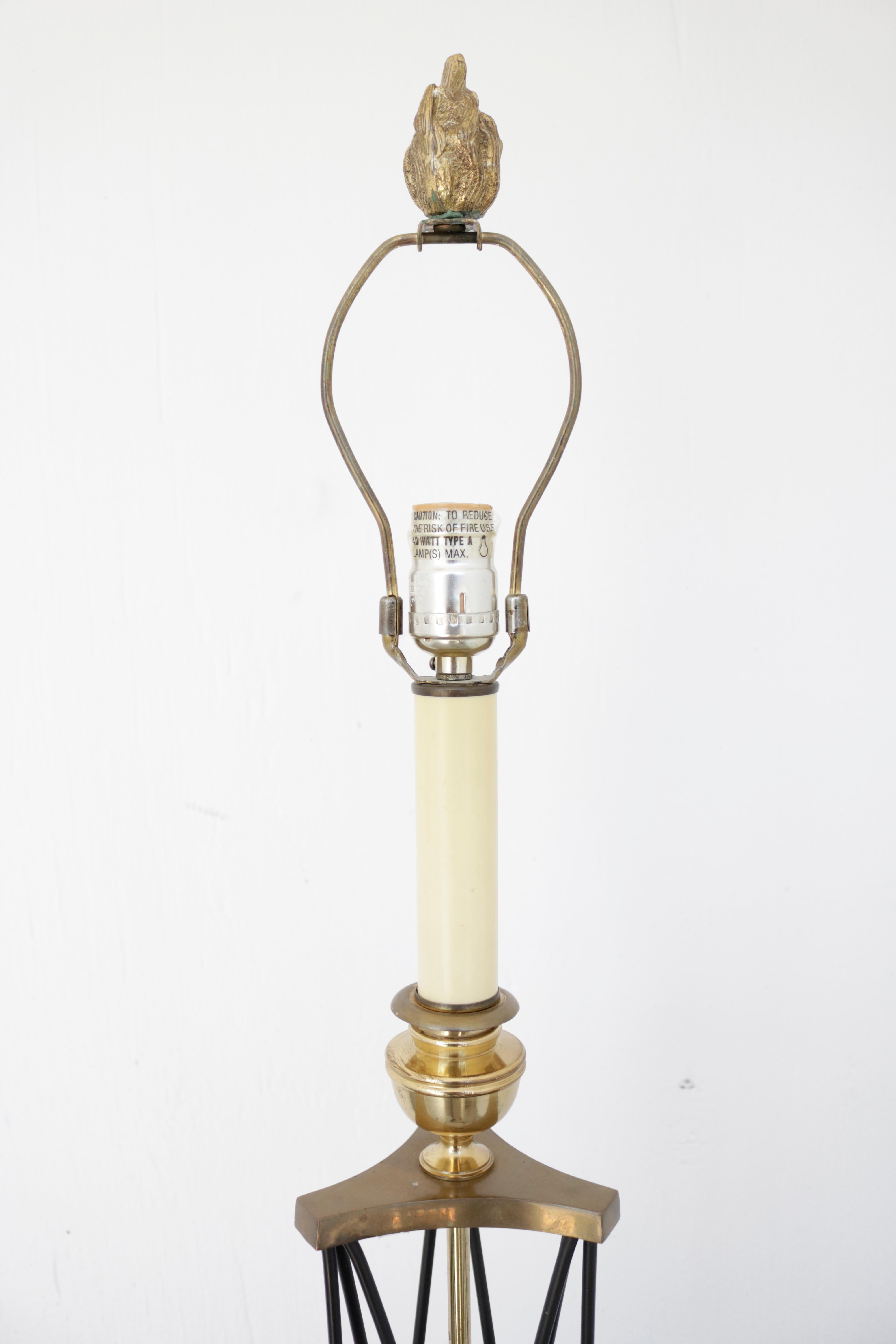 American Brass and Black Steel Neoclassical Table Lamp