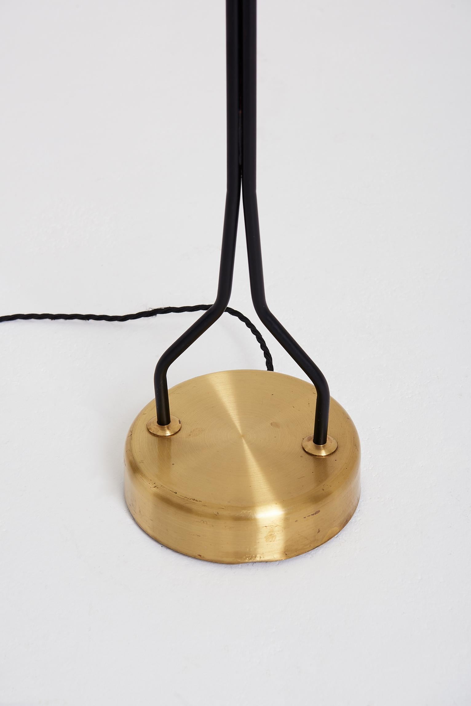 Brass and Black Two-Armed Floor Lamp by Eskilstuna Elektrofabrik 4