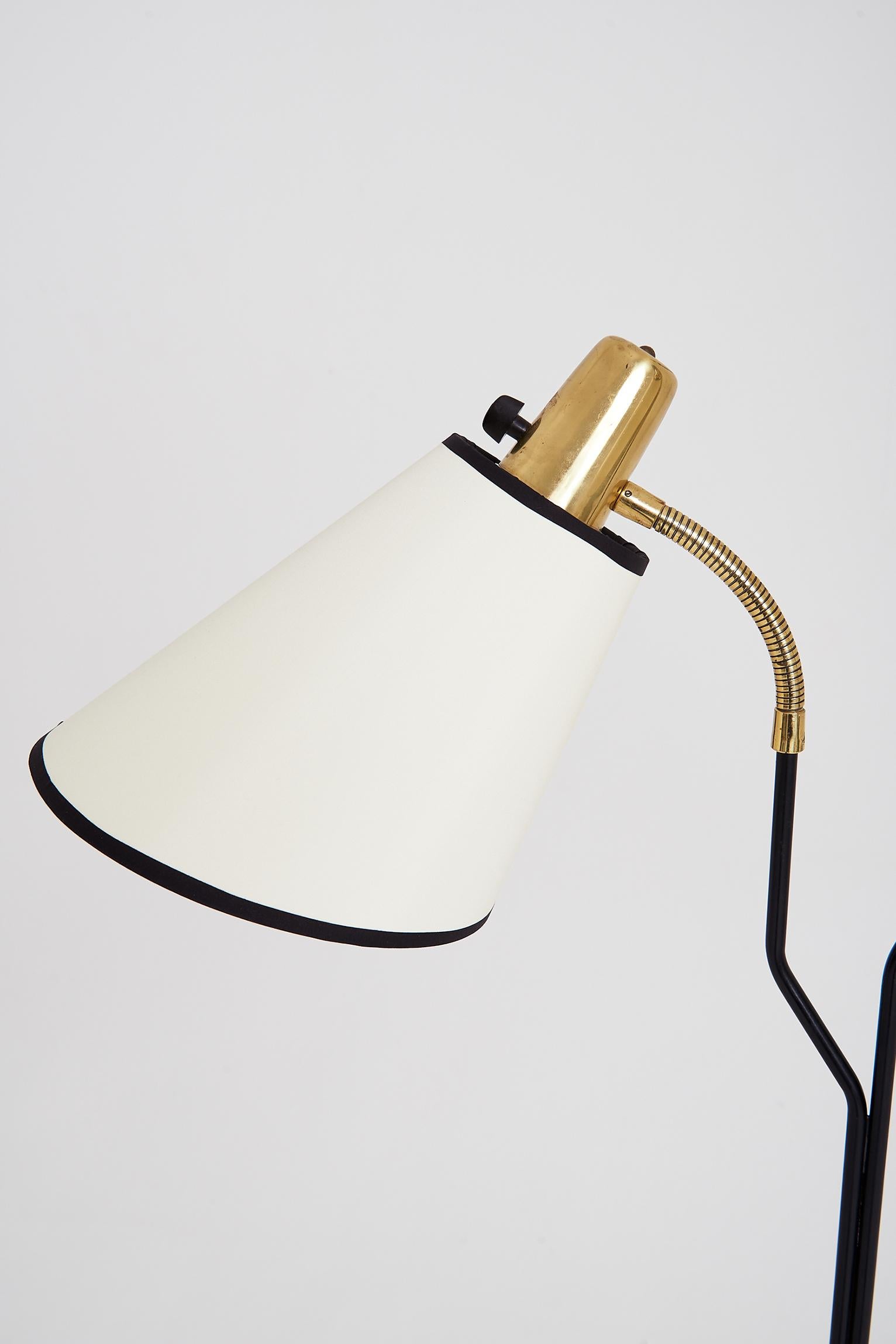 Brass and Black Two-Armed Floor Lamp by Eskilstuna Elektrofabrik 2