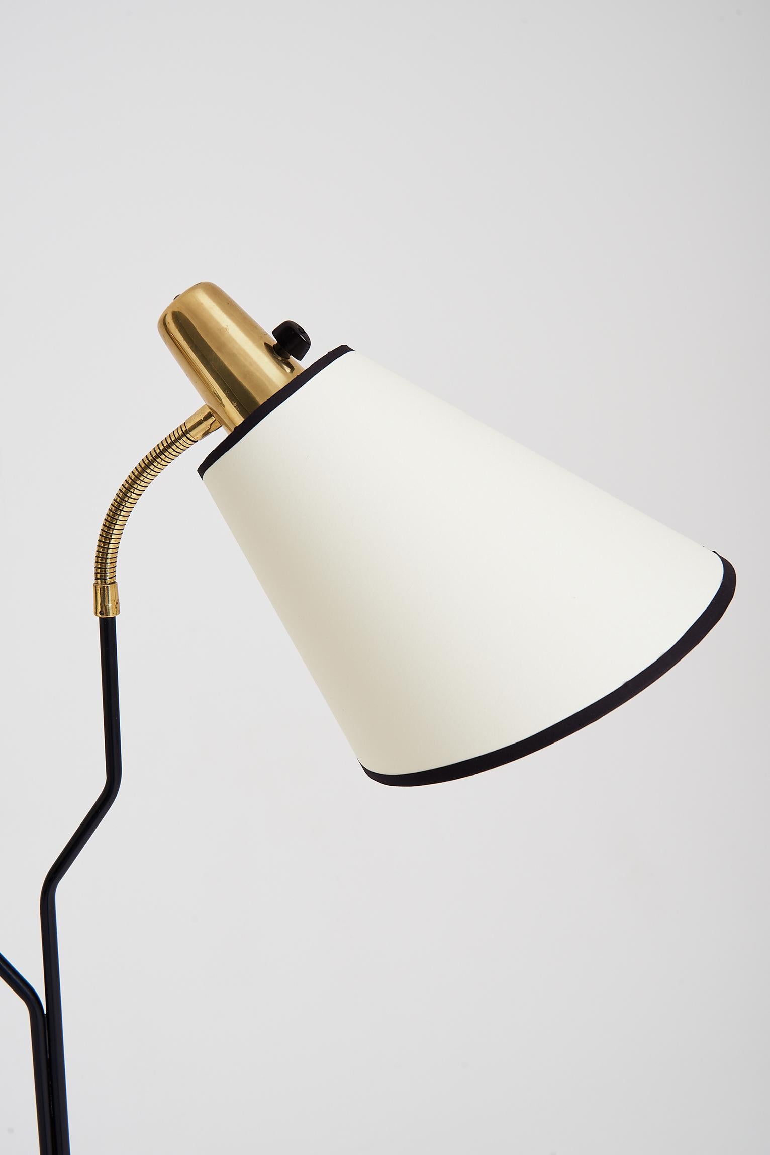 Brass and Black Two-Armed Floor Lamp by Eskilstuna Elektrofabrik 3