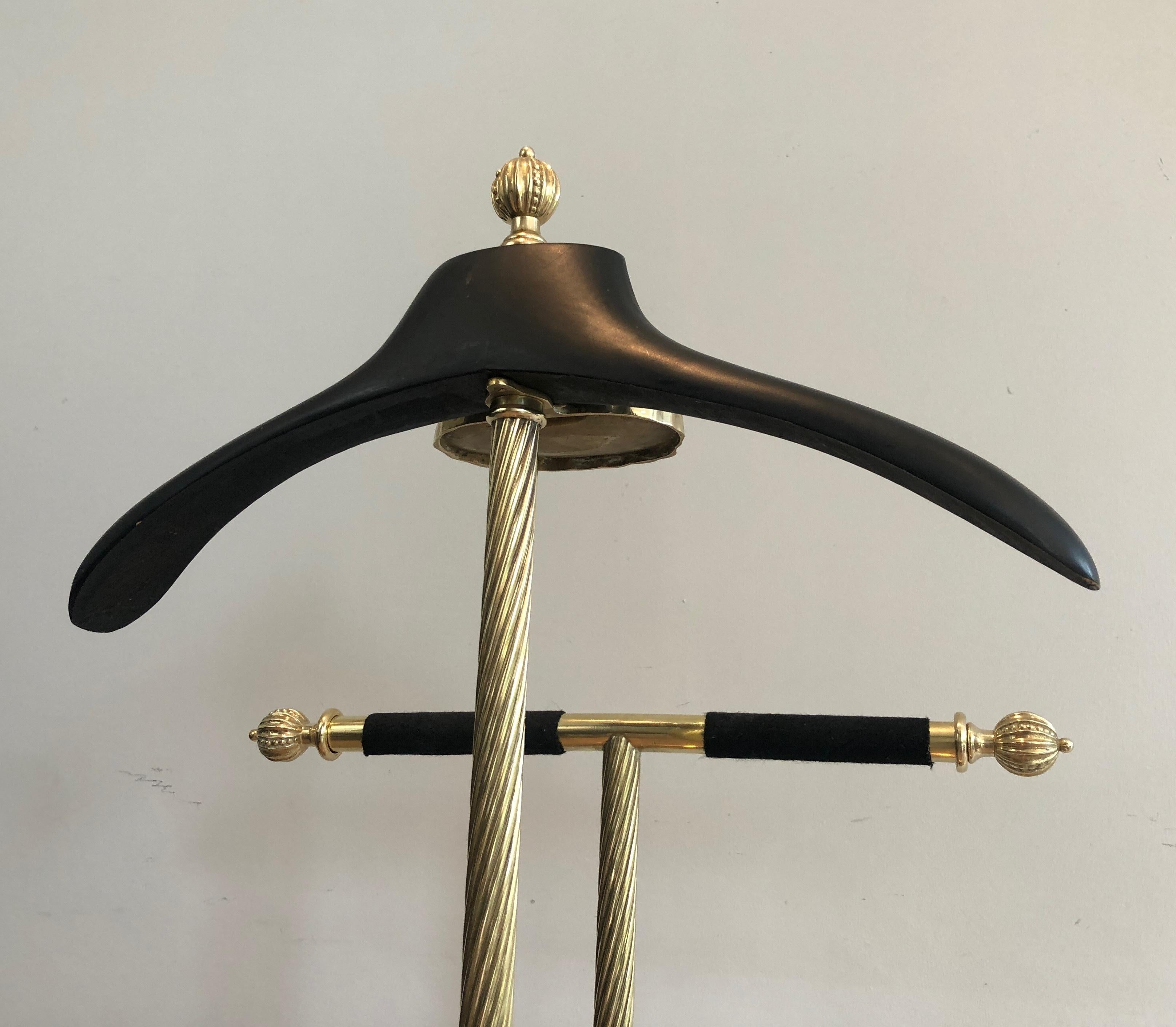 Mid-Century Brass and Black Velvet Nightstand Valet, Maison Jansen For Sale 8