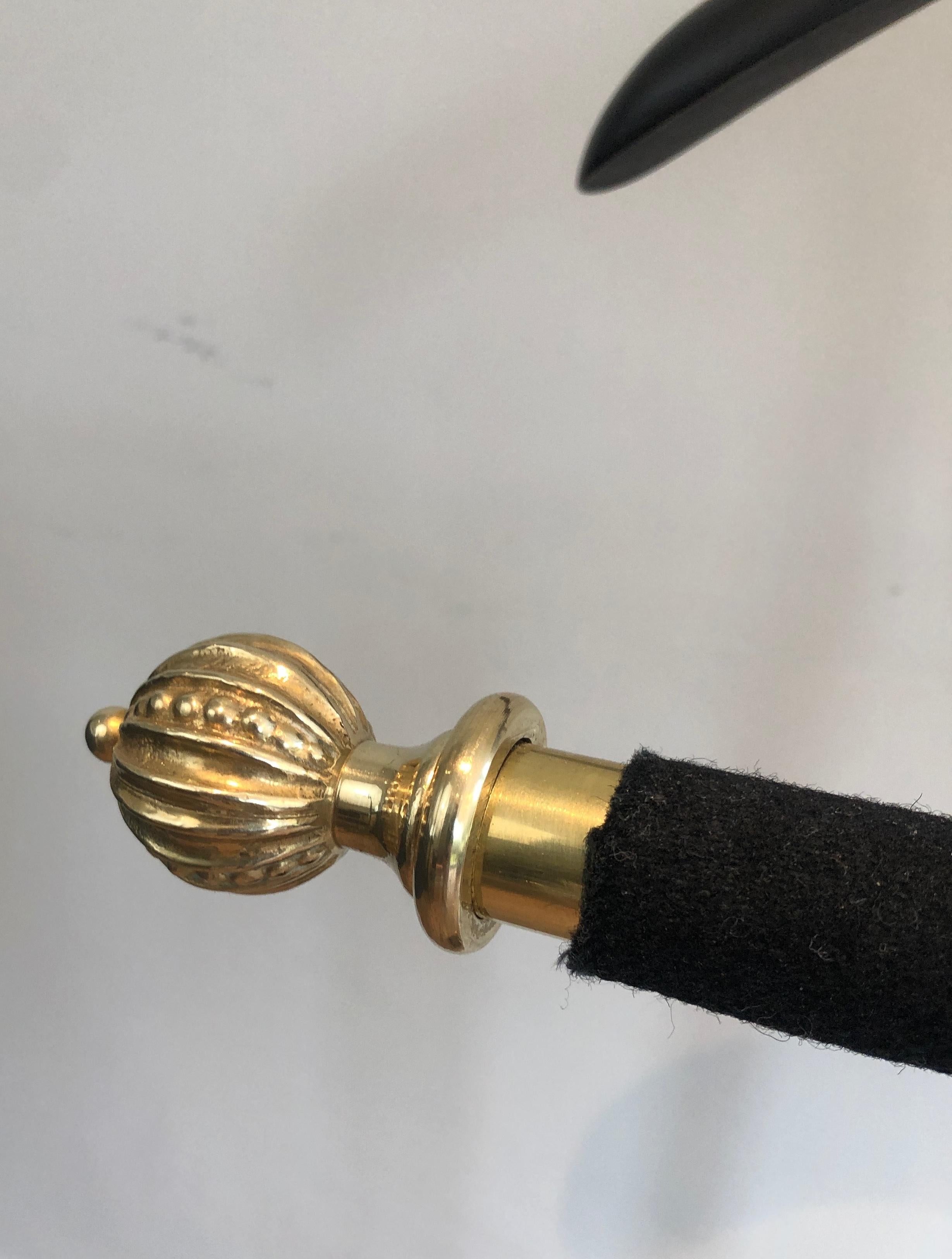 Mid-Century Brass and Black Velvet Nightstand Valet, Maison Jansen For Sale 9