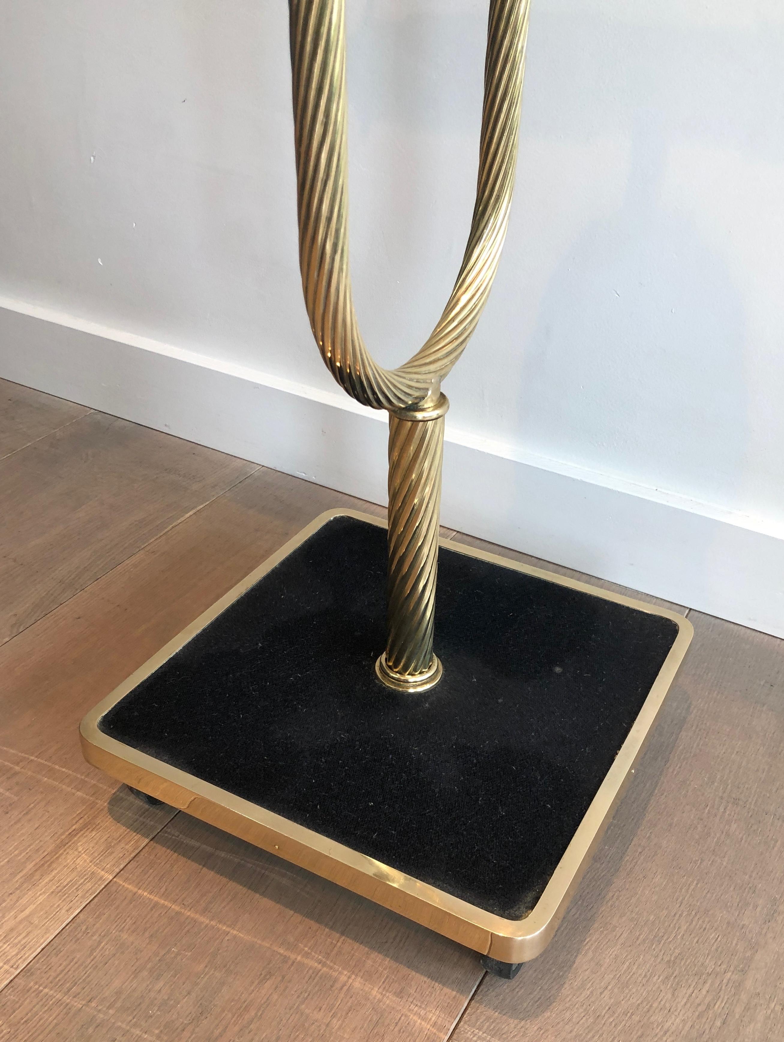 Mid-Century Brass and Black Velvet Nightstand Valet, Maison Jansen For Sale 12