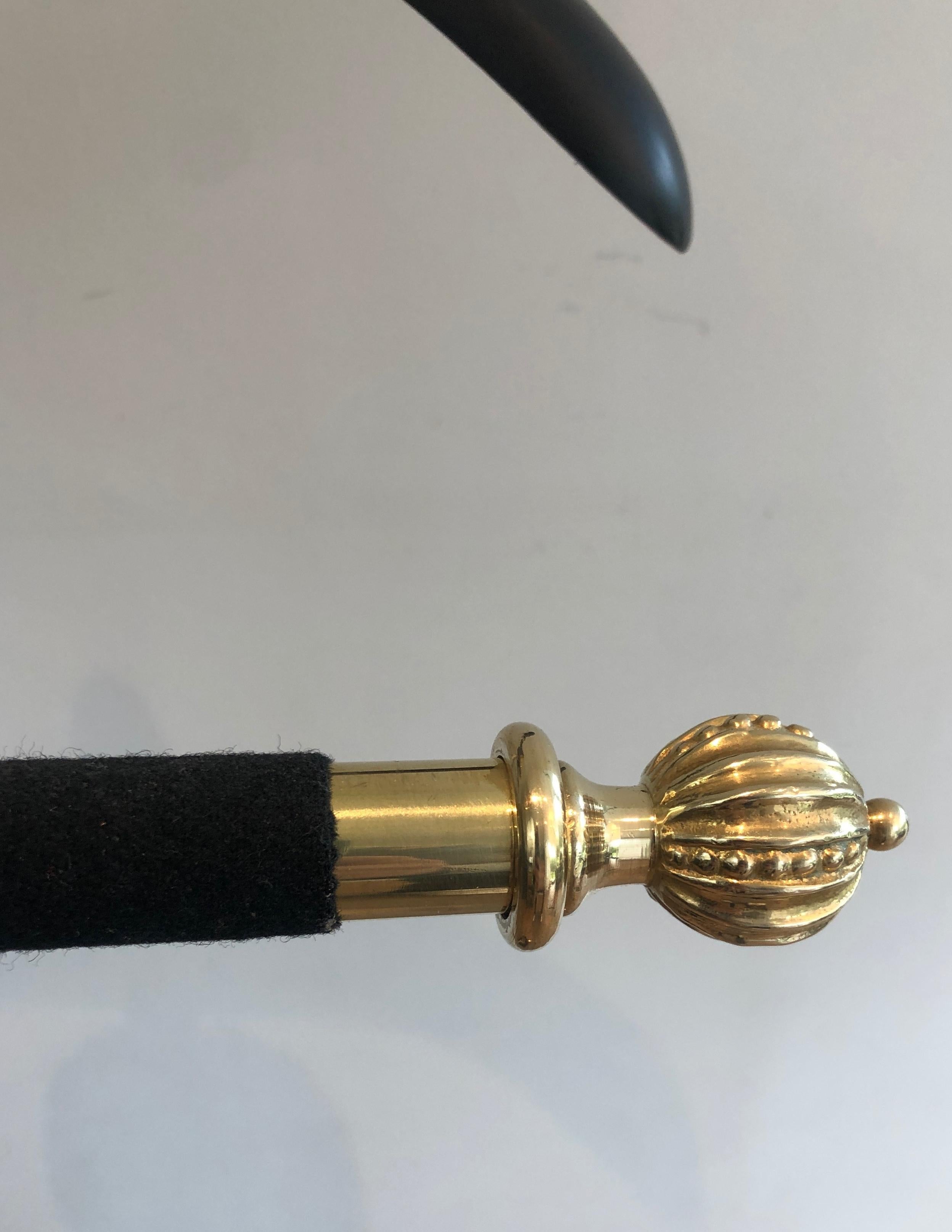 Mid-Century Brass and Black Velvet Nightstand Valet, Maison Jansen For Sale 2