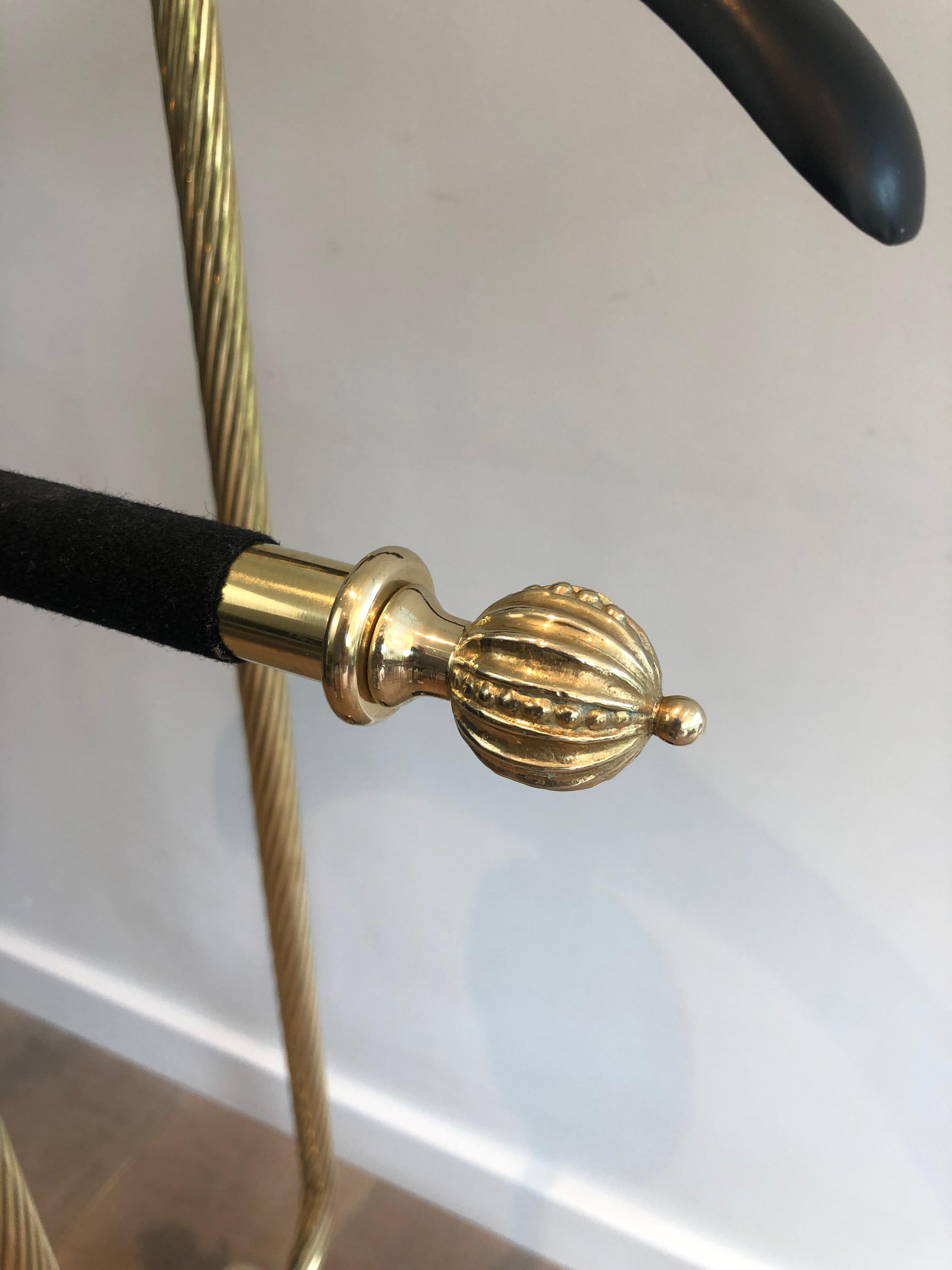 Mid-Century Brass and Black Velvet Nightstand Valet, Maison Jansen For Sale 3