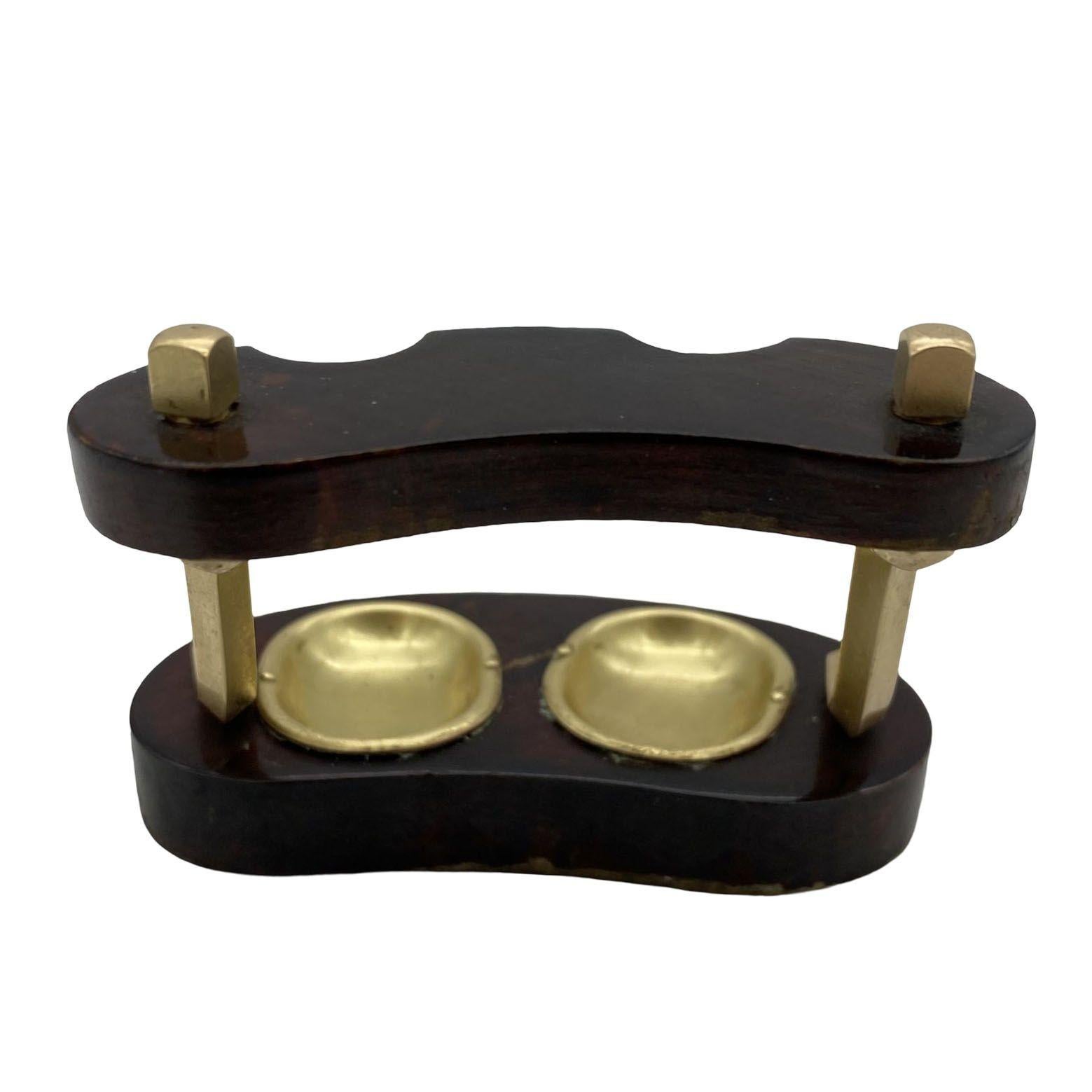 Brass and Bloodwood Pipe Holder by Dunhill w/ Silver Medico Pipe In Excellent Condition For Sale In Van Nuys, CA