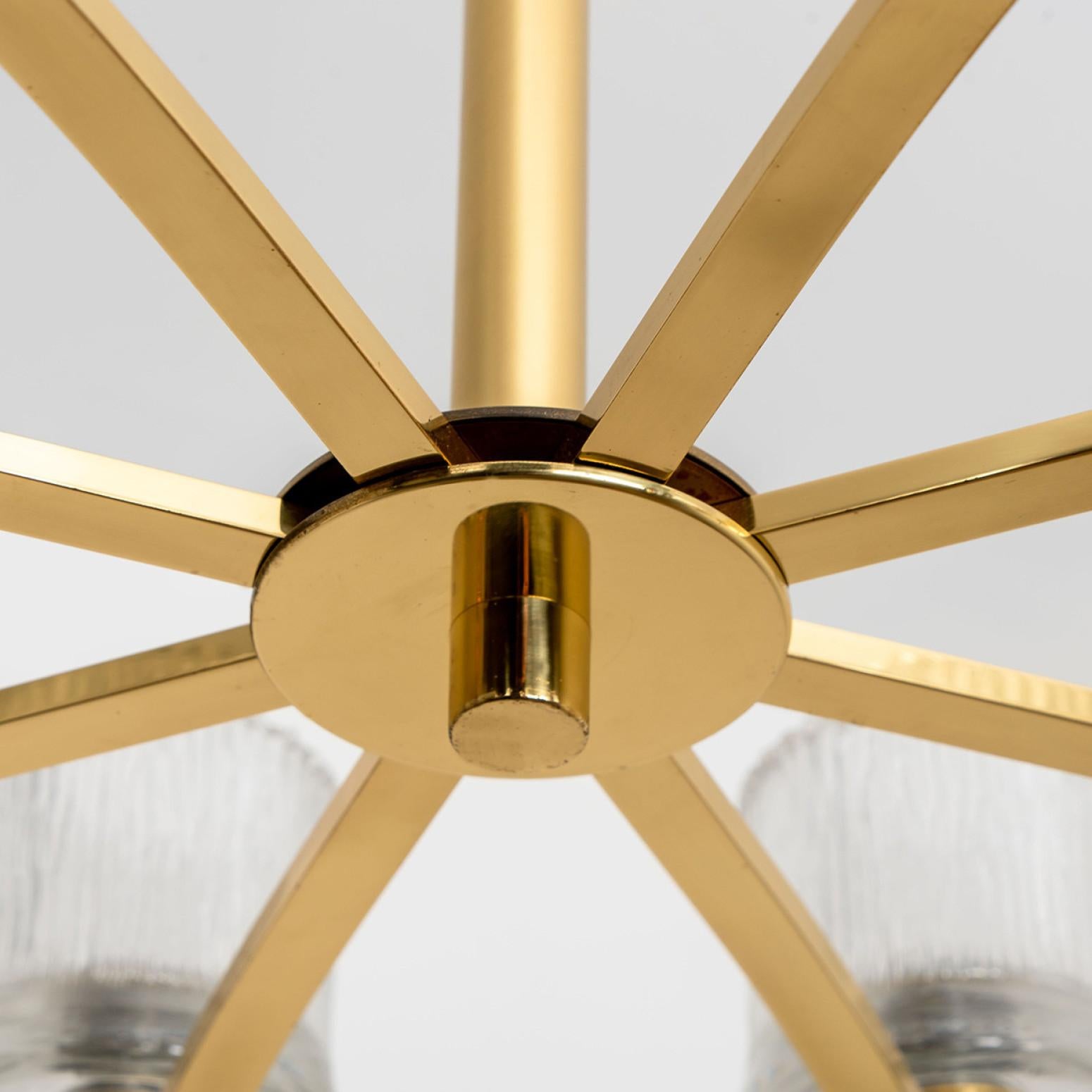 Brass and Blown Glass Chandelier by Limburg, 1960s For Sale 8