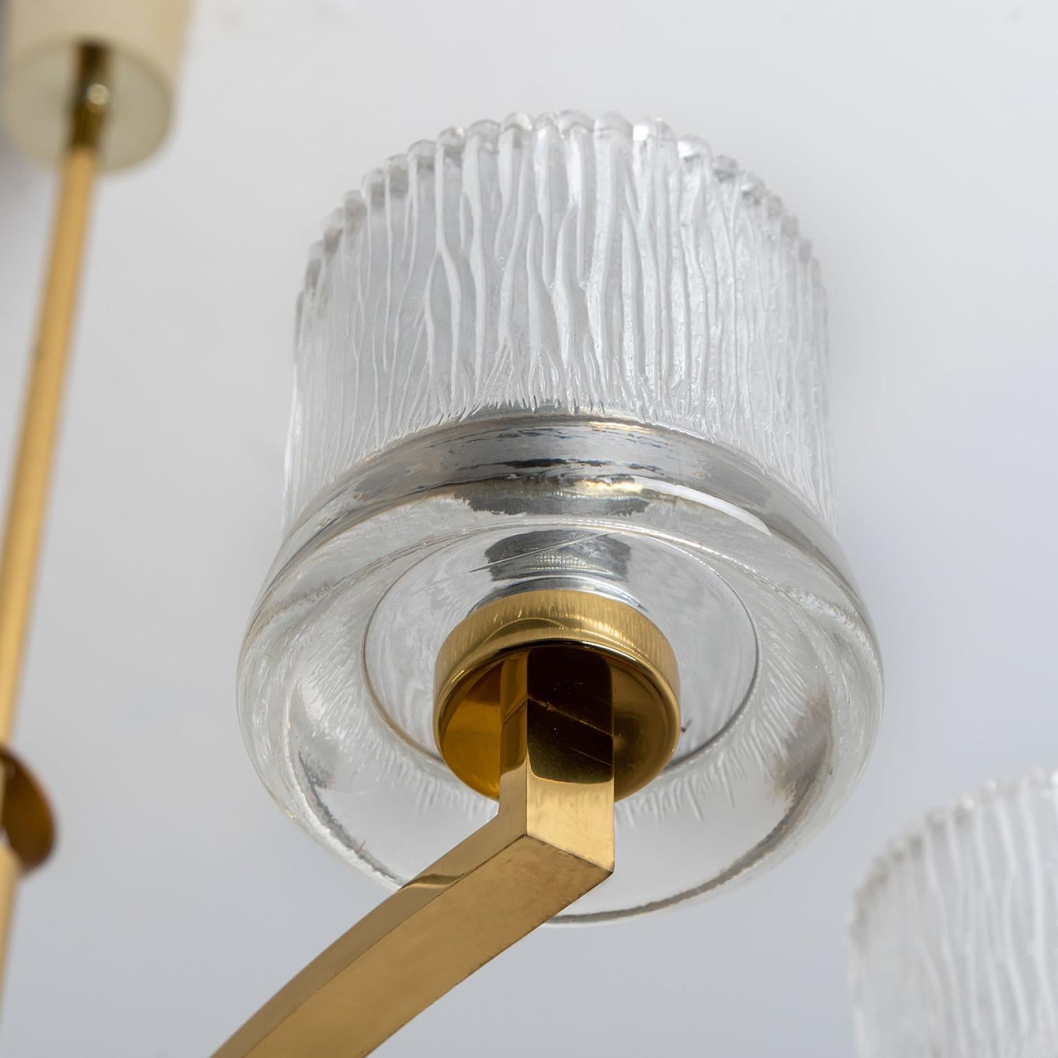 Brass and Blown Glass Chandelier by Limburg, 1960s For Sale 9