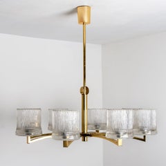 Brass and Blown Glass Chandelier by Limburg, 1960s