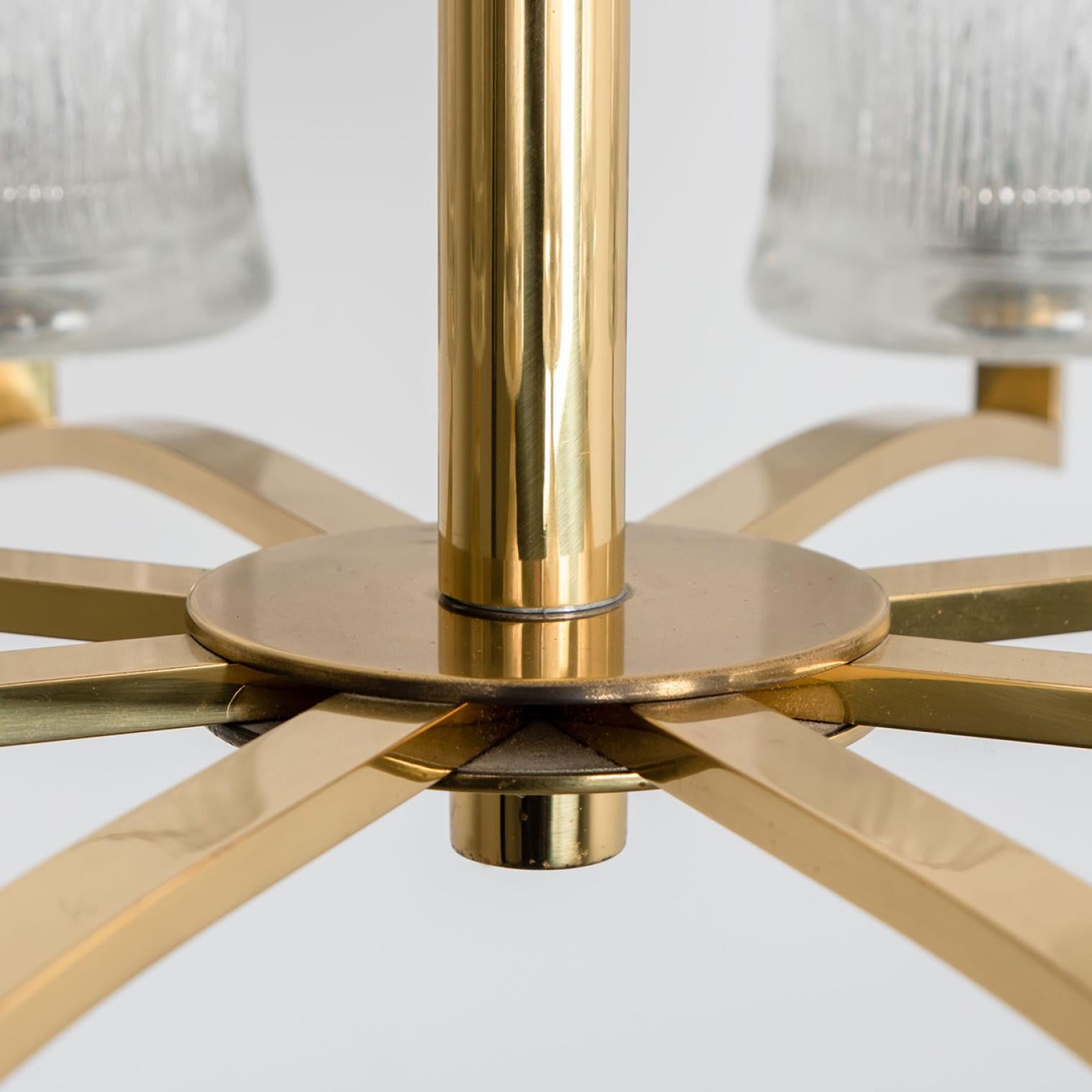 Brass and Blown Glass Chandelier by Limburg, 1960s For Sale 2