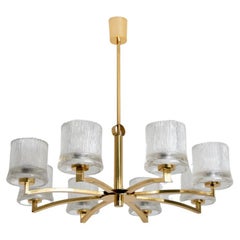 Vintage Brass and Blown Glass Chandelier by Limburg, 1960s
