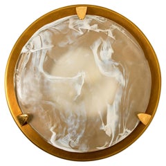 Empotrable de latón y cristal de Murano soplado by Hillebrand, Años 60