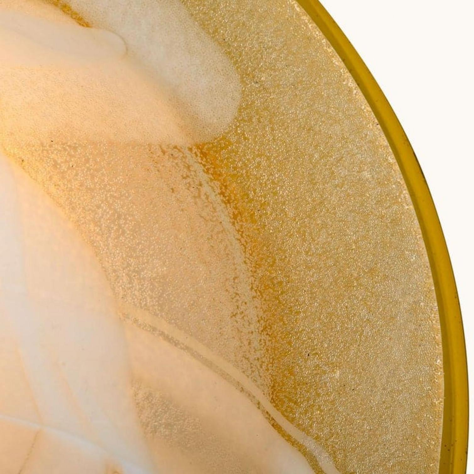 Lampada da parete o da incasso in ottone e vetro di Murano soffiato, anni '60 in vendita 2