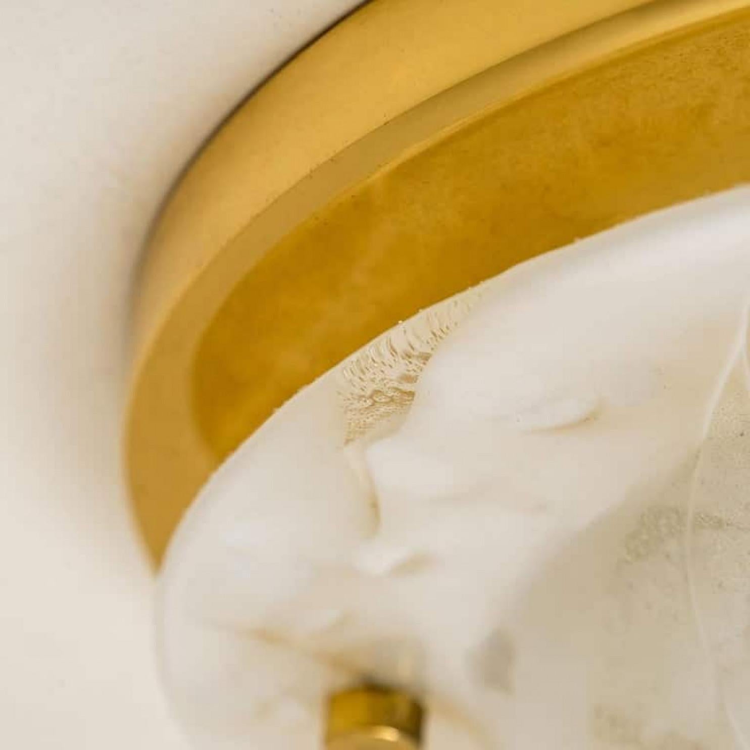 Lampada da parete o da incasso in ottone e vetro di Murano soffiato, anni '60 in vendita 5