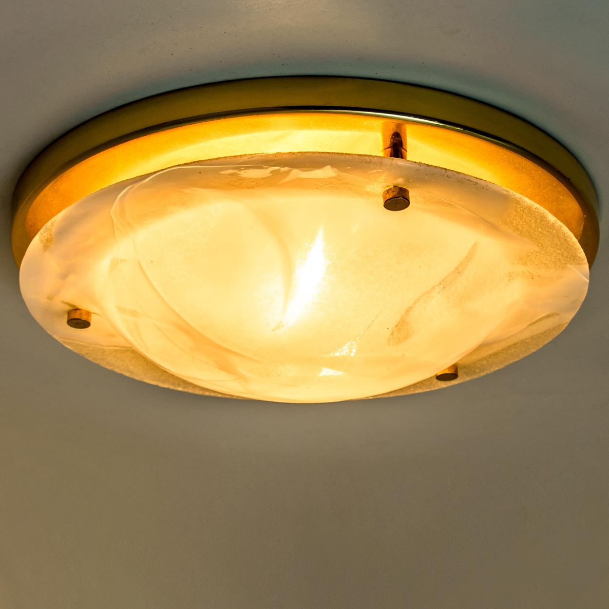 Brass and Blown Murano Glass Wall Light or Flush Mount, 1960s 7