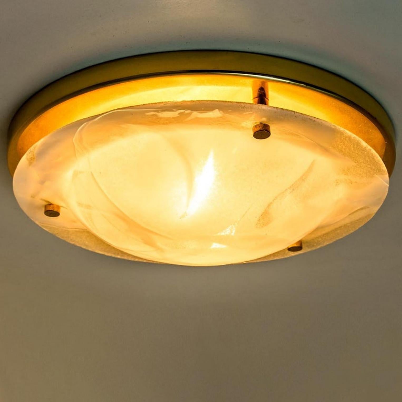 Brass and Blown Murano Glass Wall Light or Flush Mount, 1960s For Sale 6