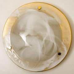 Wandleuchte aus Messing und mundgeblasenem Muranoglas oder Einbaubeleuchtung, 1960er Jahre
