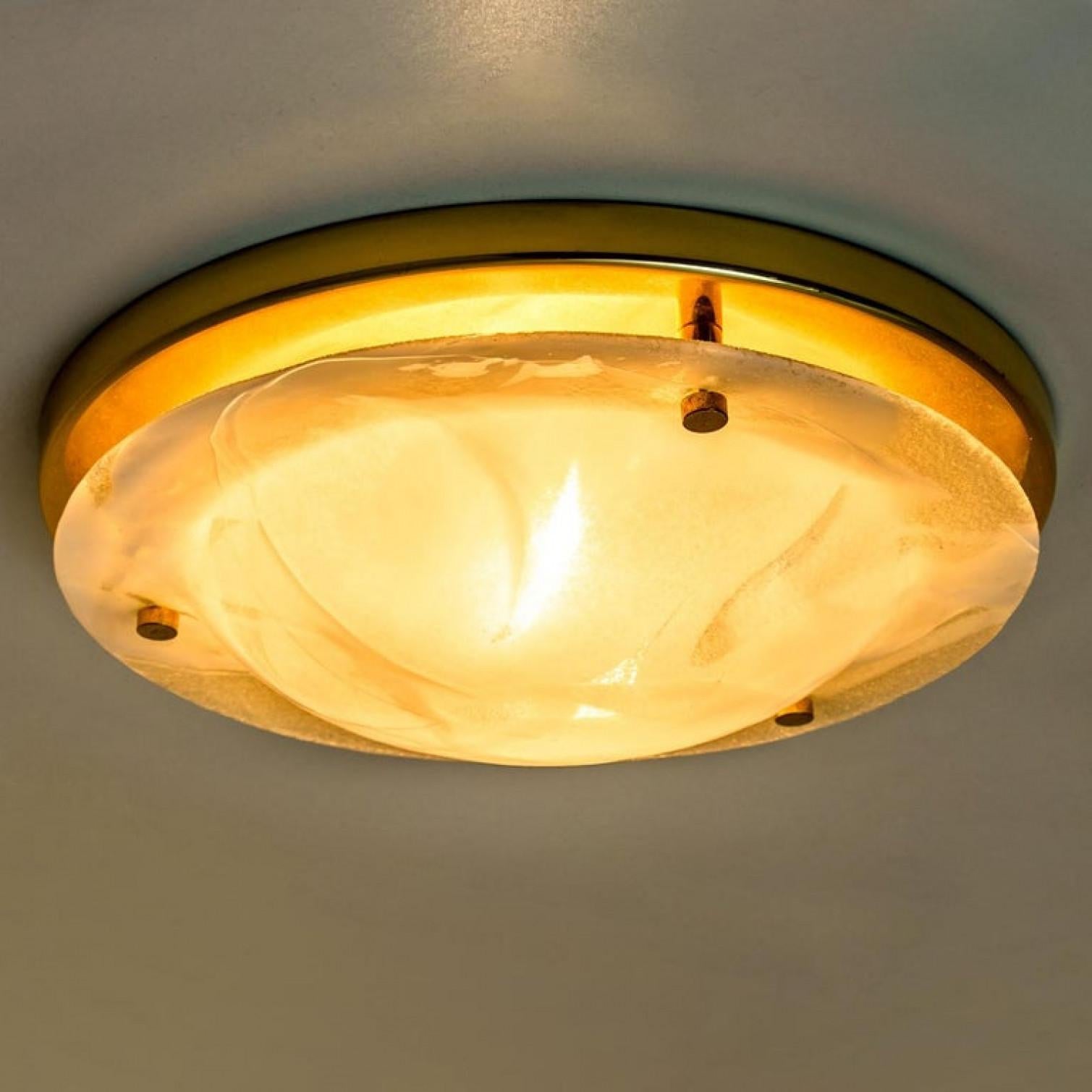 Other Brass and Blown Murano Glass Wall Light or Flush Mount, 1960s For Sale