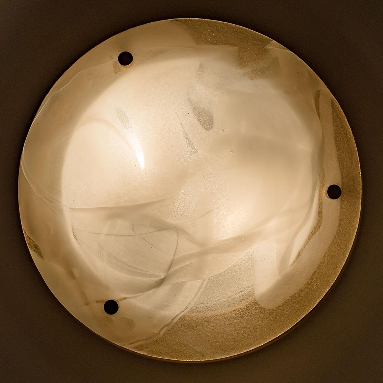 Brass and Blown Murano Glass Wall Light or Flush Mount, 1960s 1