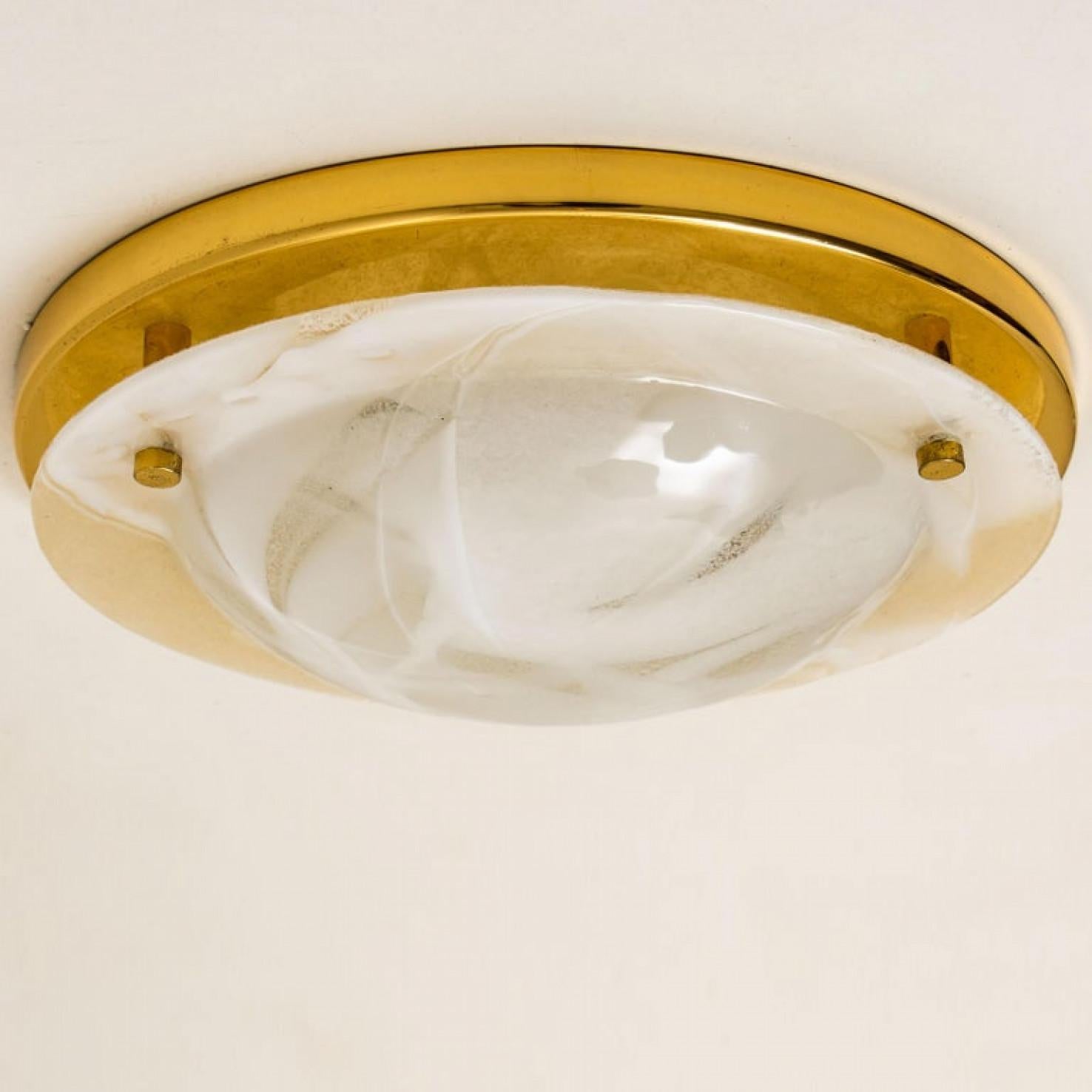 Brass and Blown Murano Glass Wall Light or Flush Mount, 1960s For Sale 1