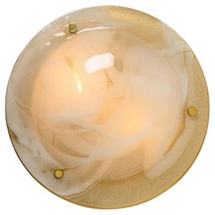 Brass and Blown Murano Glass Wall Light or Flush Mount, 1960s