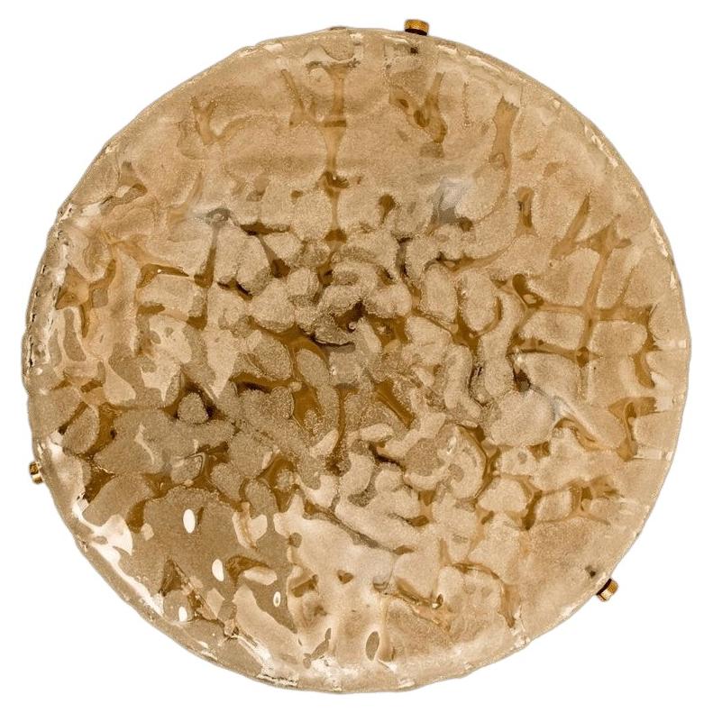 Brass and Blown Murano Glass Wall Light or Flush Mount, 1960s For Sale