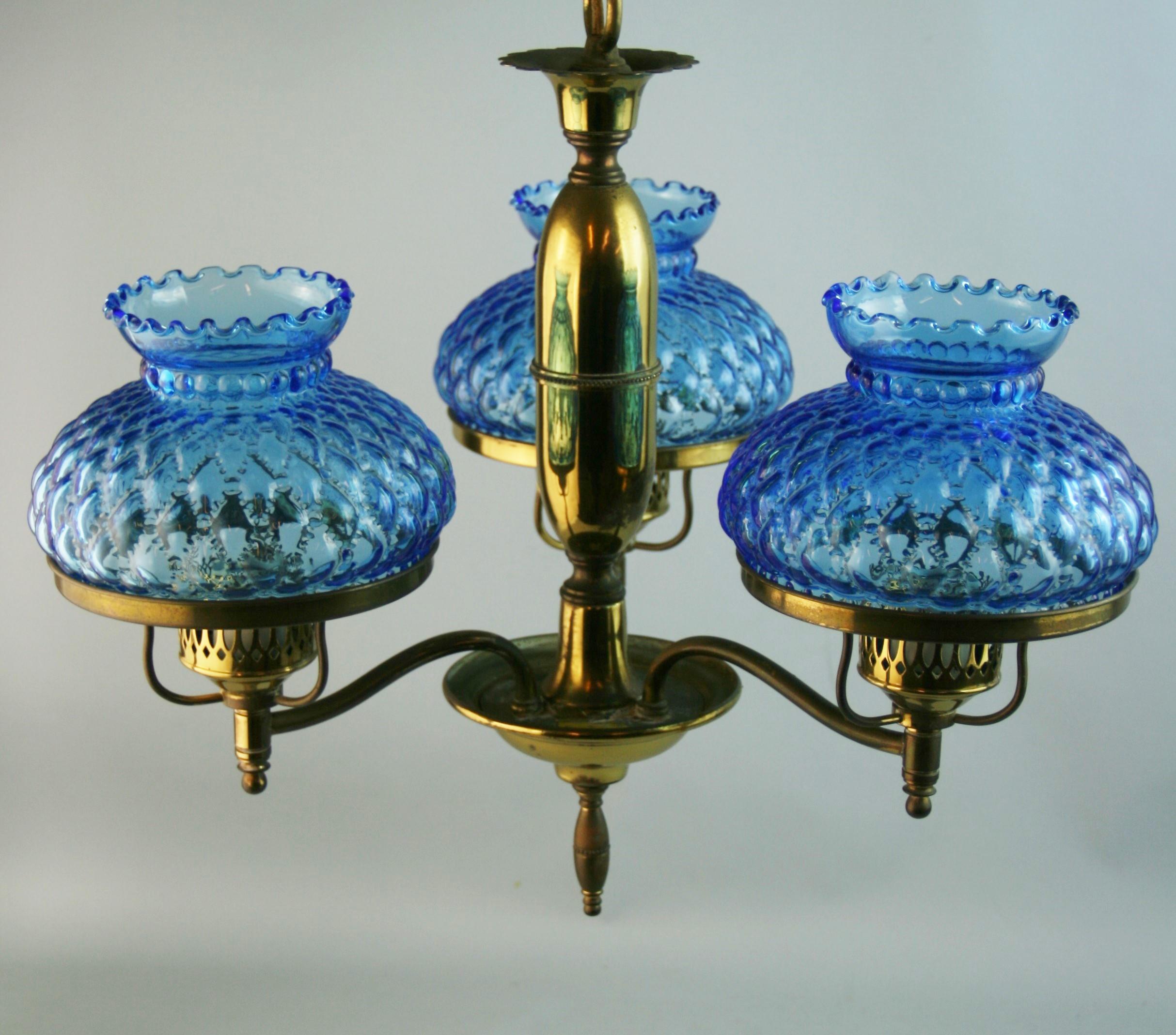 vintage blue hurricane lamp