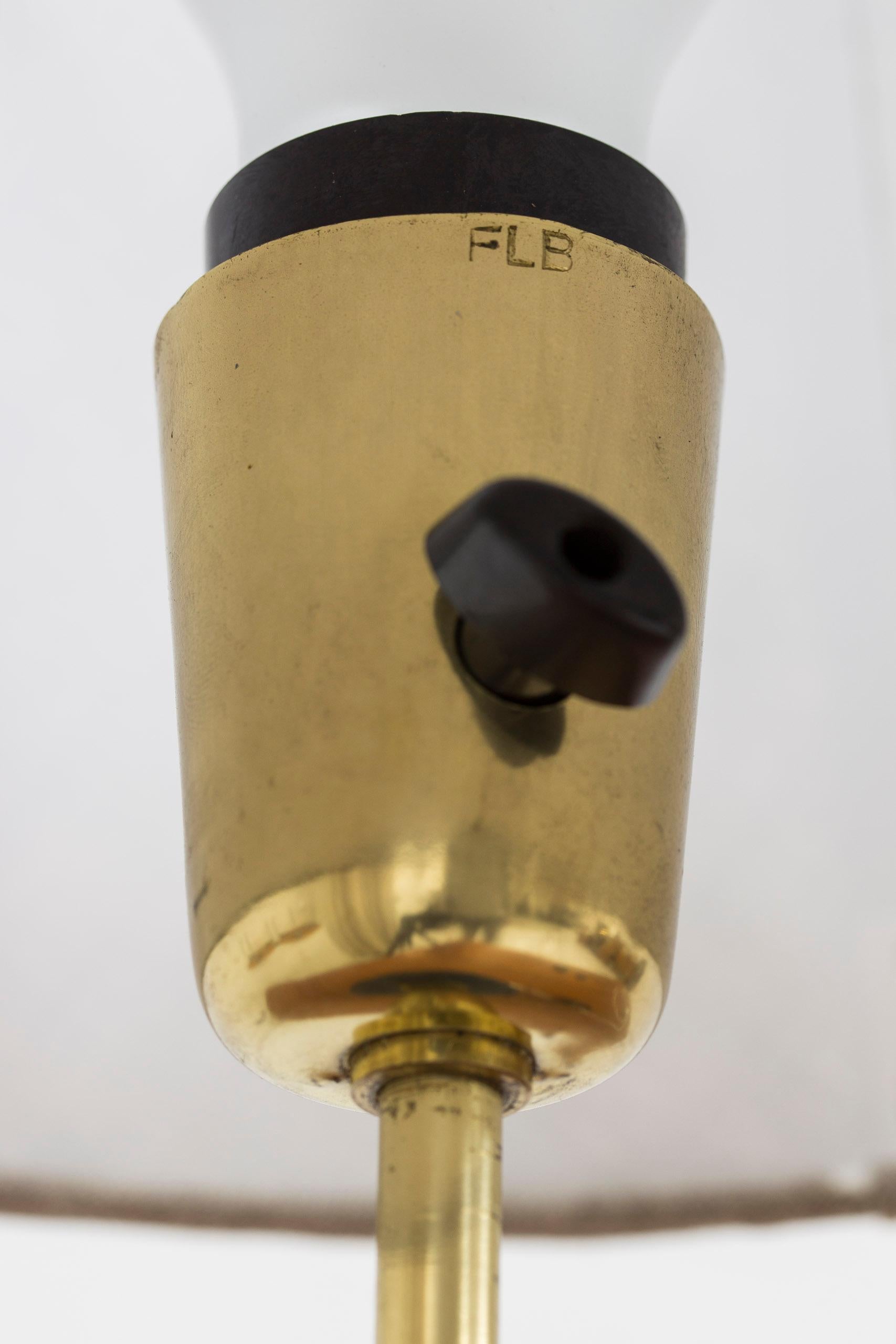 Brass and Blue Table Lamp by Falkenbergs Belysning, Sweden, 1950s 2
