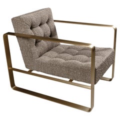 Brass and Bouclé T33-Armchair design Franco Albini edit by Officina della Scala