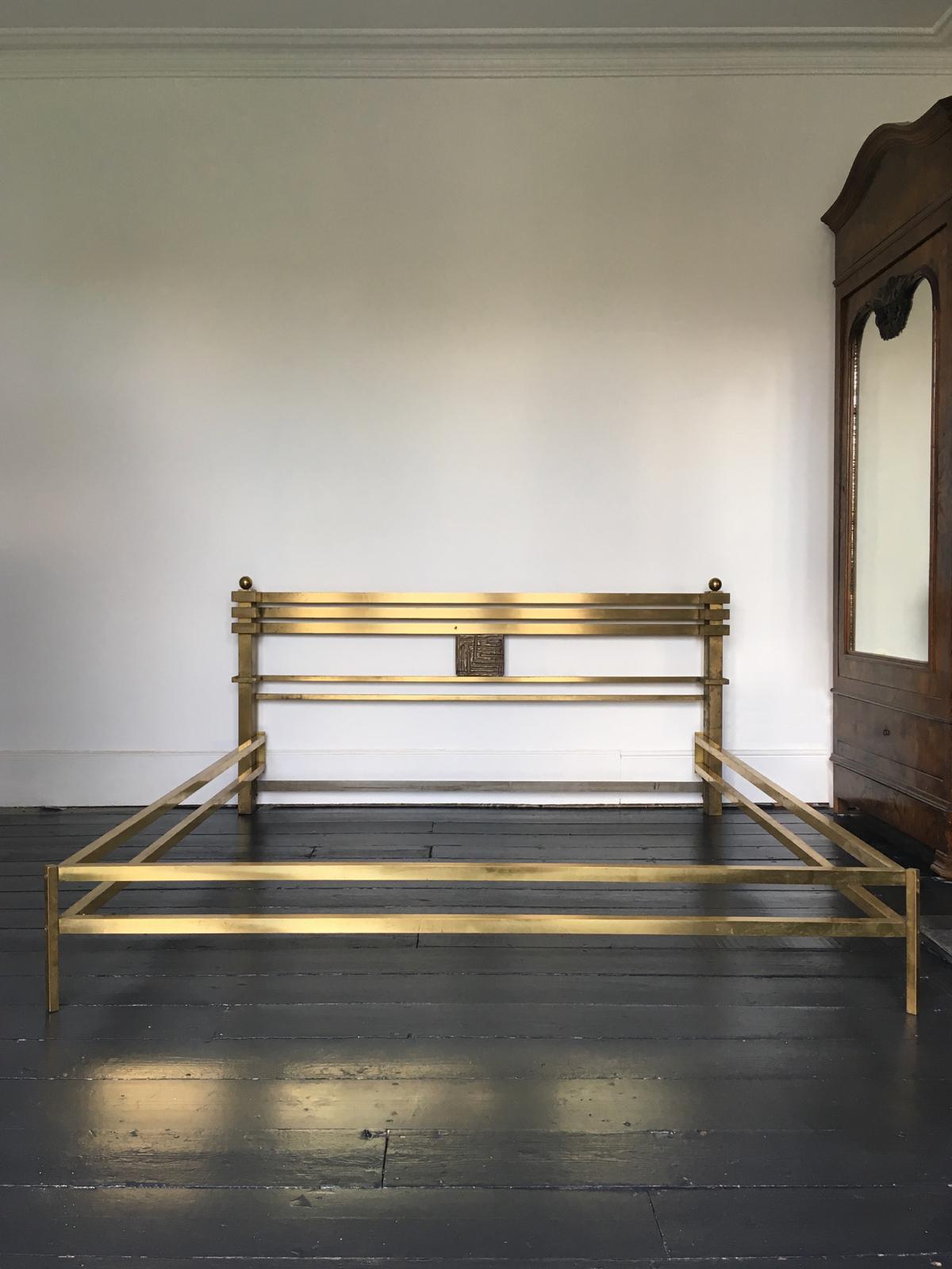 Brass and bronze bed frame, model 