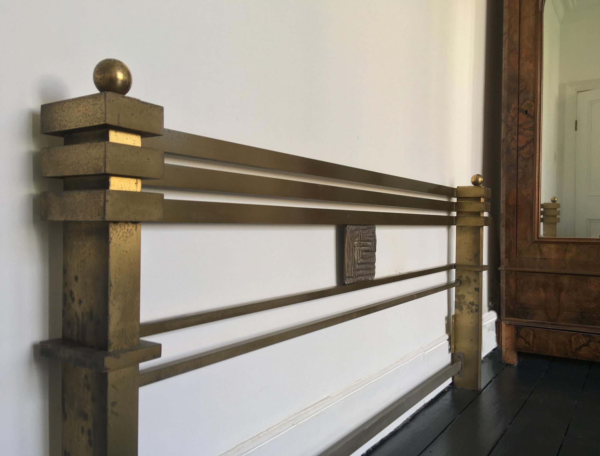 Mid-Century Modern Brass and Bronze Bed Frame Model 