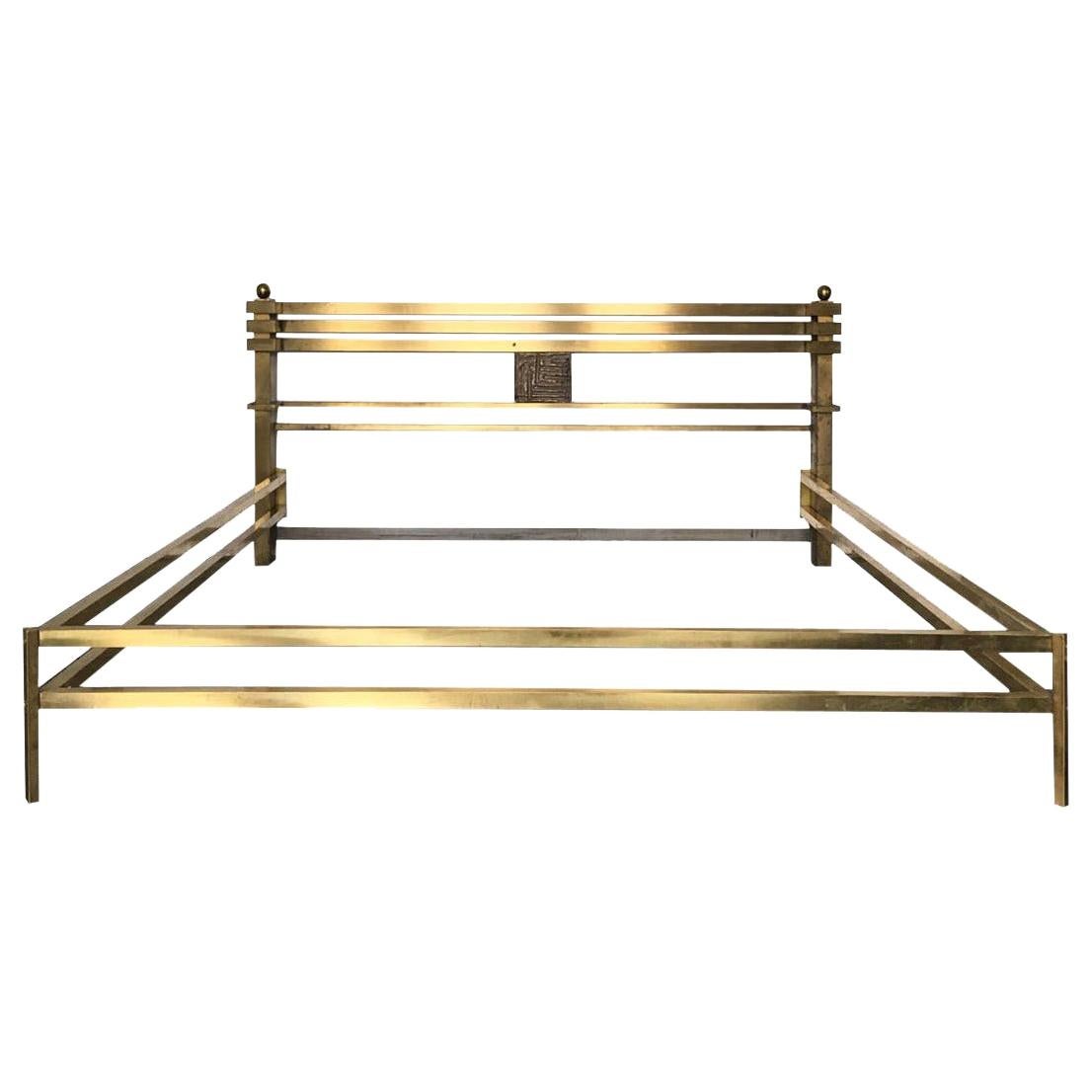 Brass and Bronze Bed Frame Model "Greta" by Frigerio, Italy 1970s For Sale