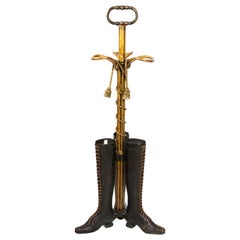 Vintage Brass and Bronze Boot Umbrella Stand