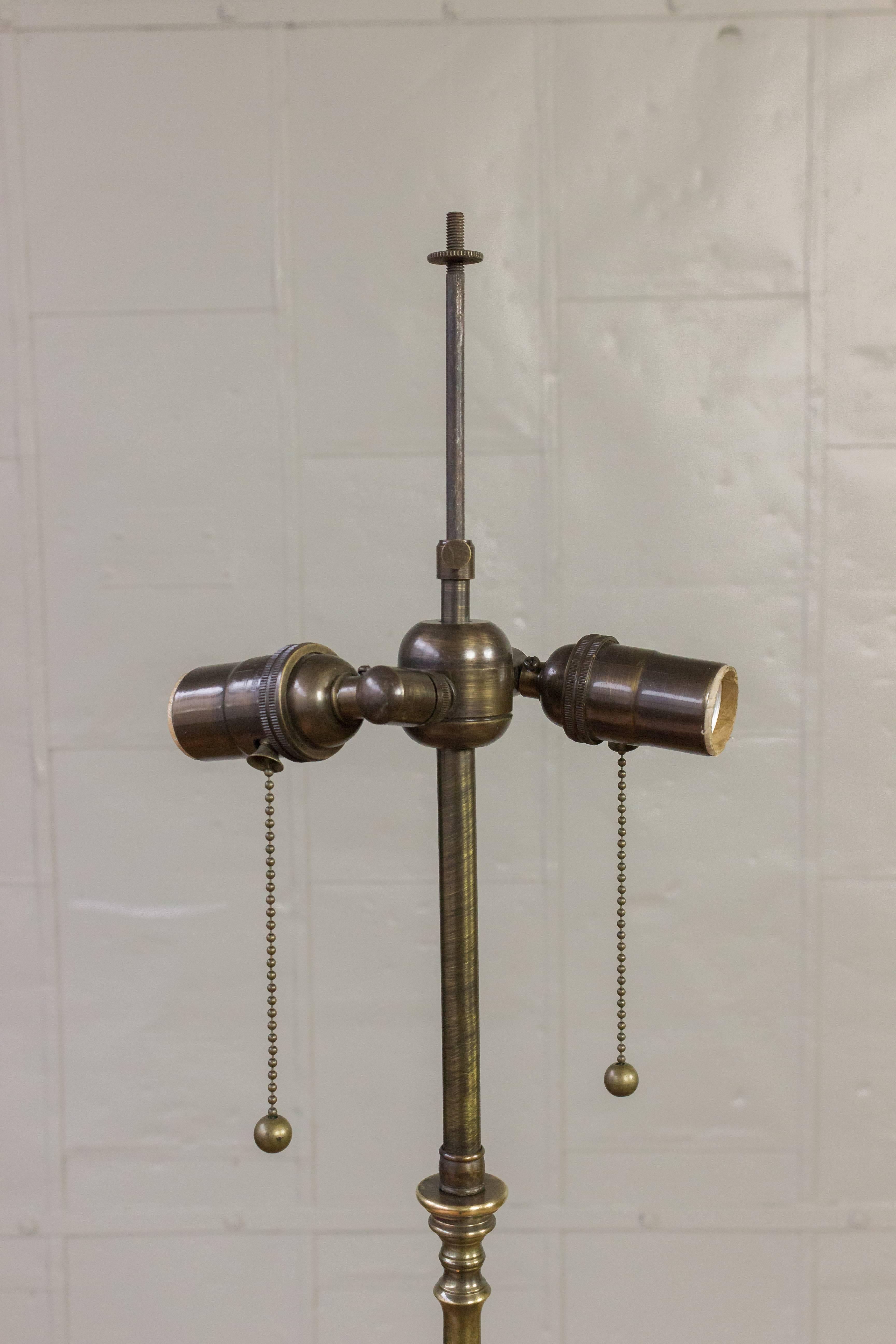 Brass and Bronze Floor Lamp with Hand Finished Patina For Sale 3