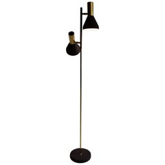 Brass and Brown 1965 Koch 
Lowy Mid-Century Modern Floor Lamp for Momi