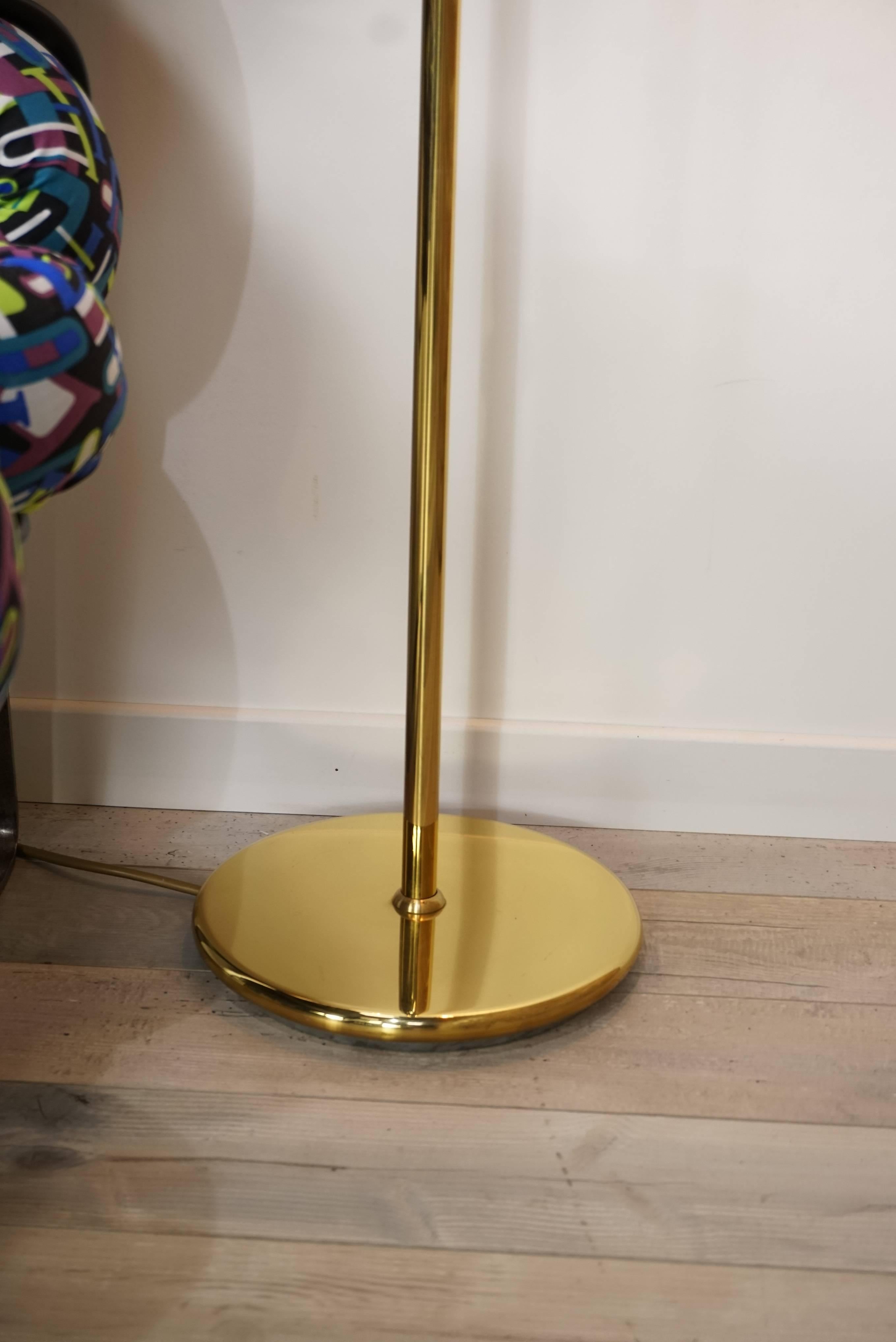 Brass and brown ABS midcentury design floor lamp by Sische.