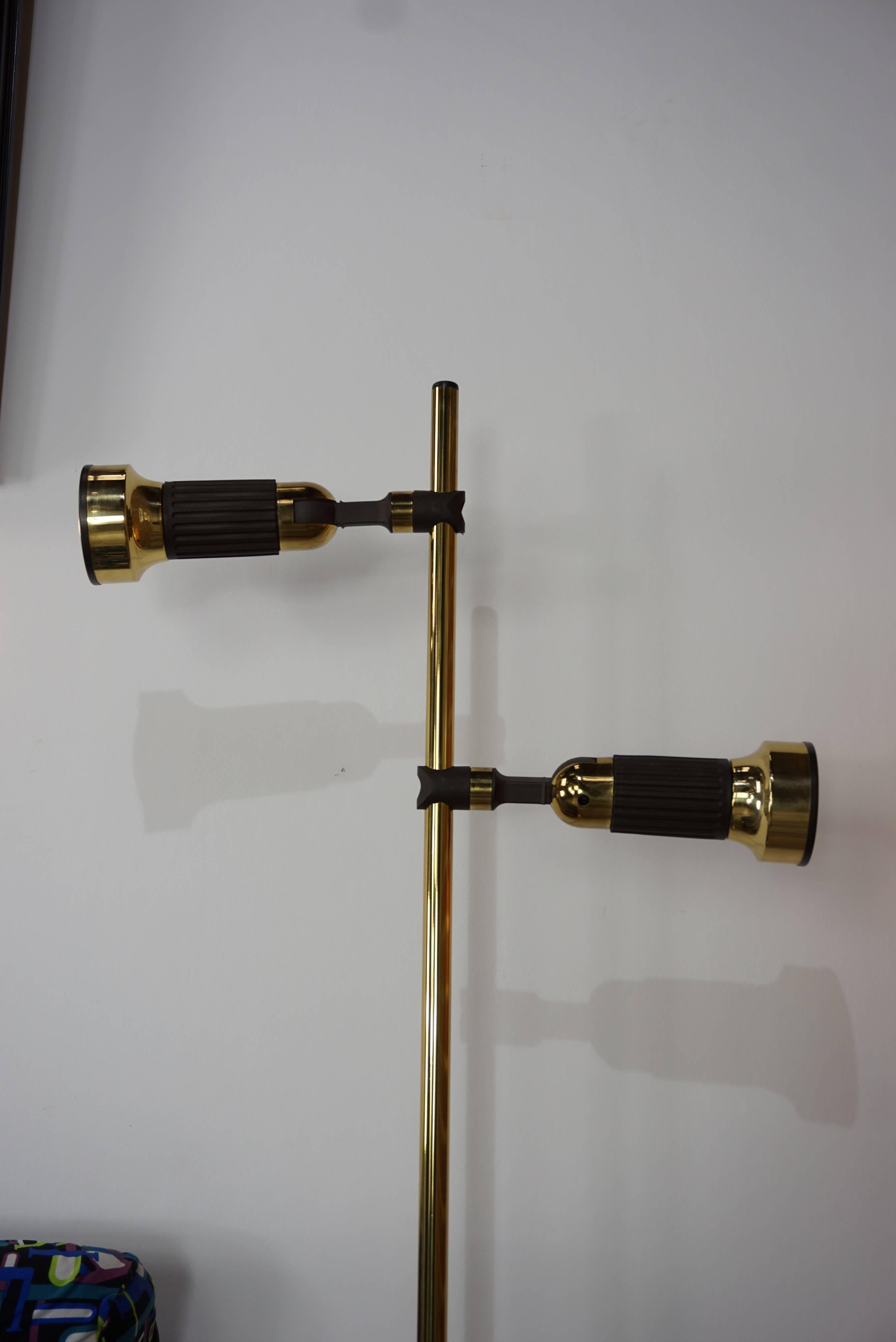 European Brass and Brown Abs Mid Century Design Floor Lamp by Sische