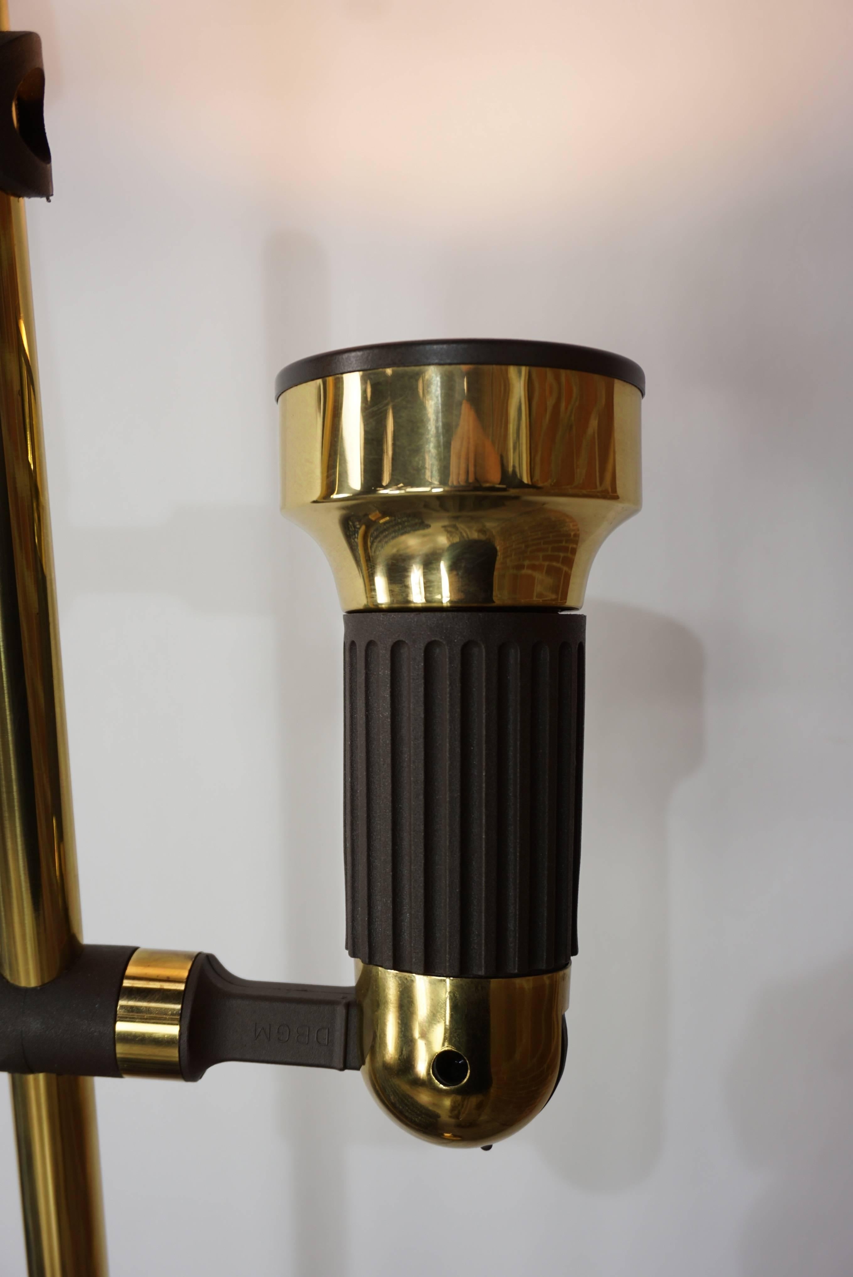 20th Century Brass and Brown Abs Mid Century Design Floor Lamp by Sische