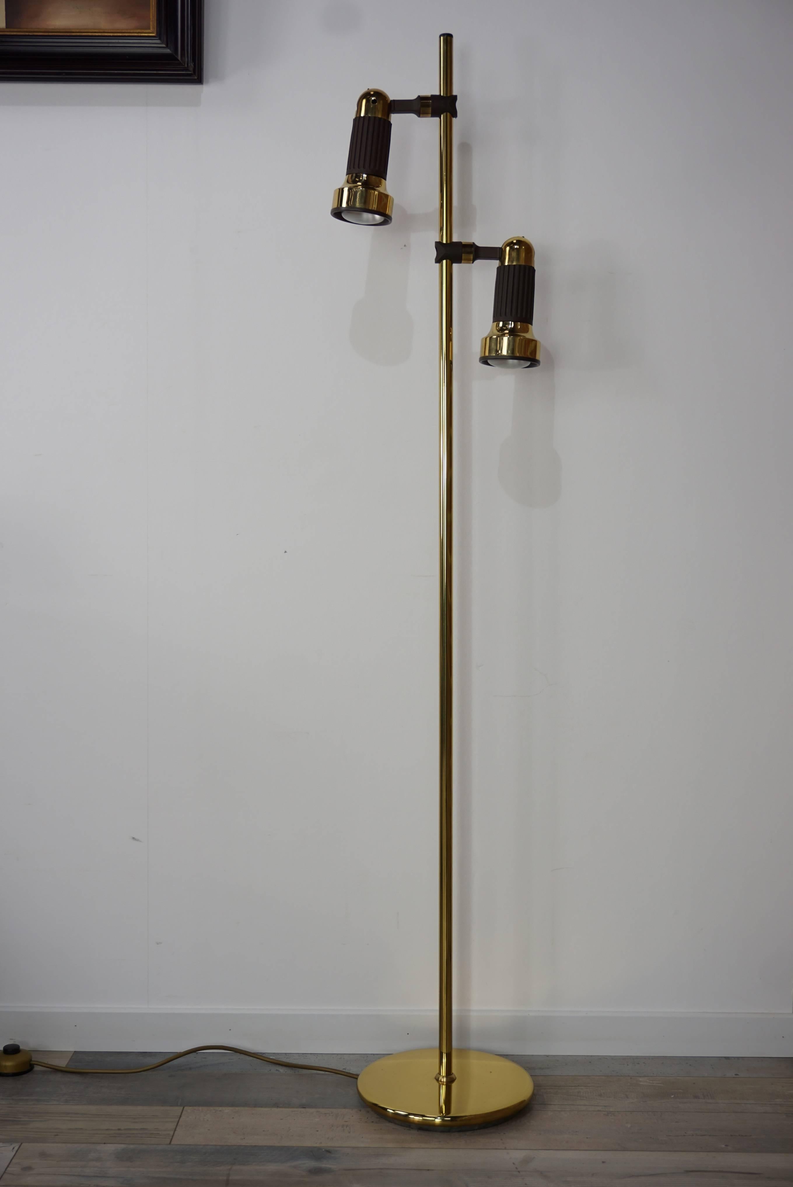 Brass and Brown Abs Mid Century Design Floor Lamp by Sische 3