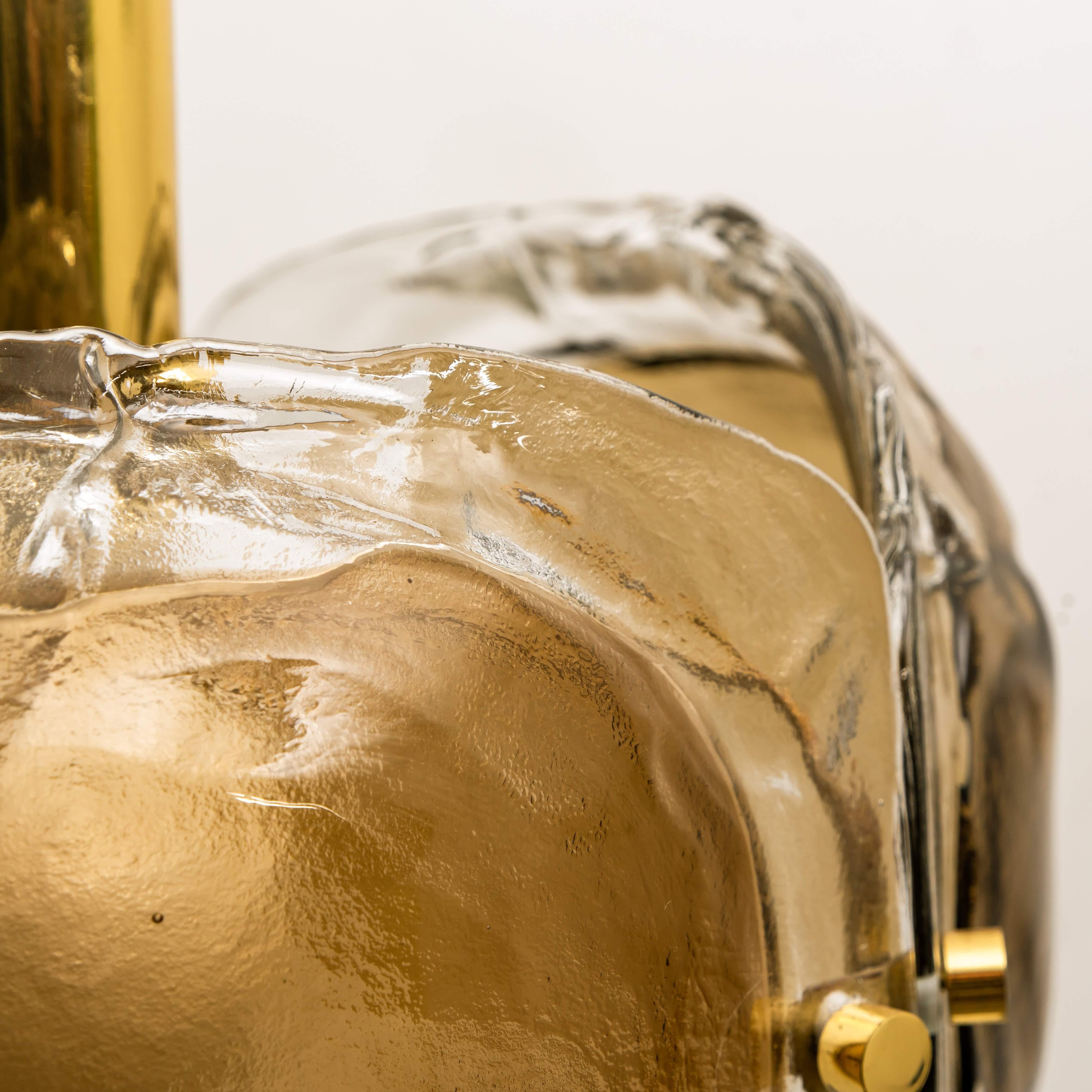 Brass and Brown Glass Blown Murano Glass Pendant Light 8