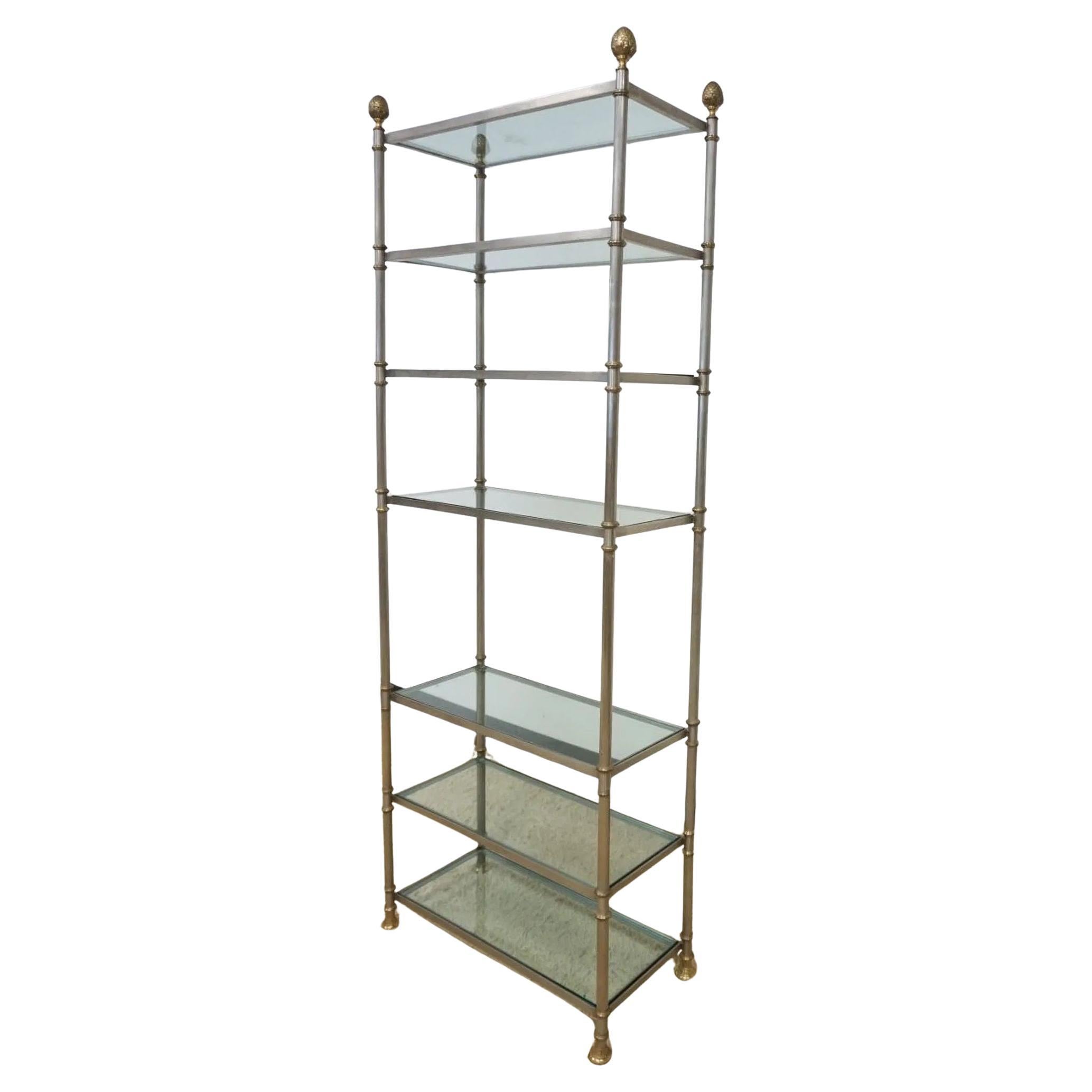 Brass and Brushed  Steel  Etagère  or Shelves Maison Jansen