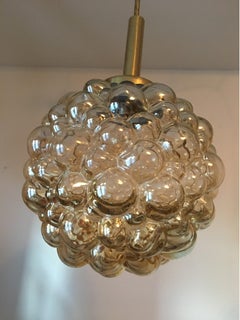Brass and Bubble Glass Helena Tynell Pendant Chandelier from 1960s