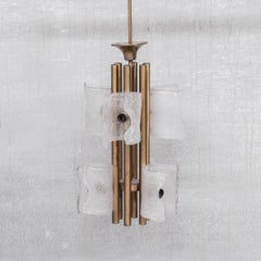 Brass and Bubble Glass Mid-Century Chandelier '2 Available'