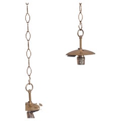 Brass and Bubble Glass Mid-Century Pendants, '3 Available'