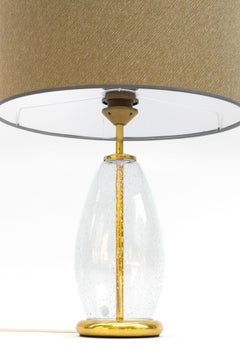 Brass and Bubble Glass Table Lamp, 1970s