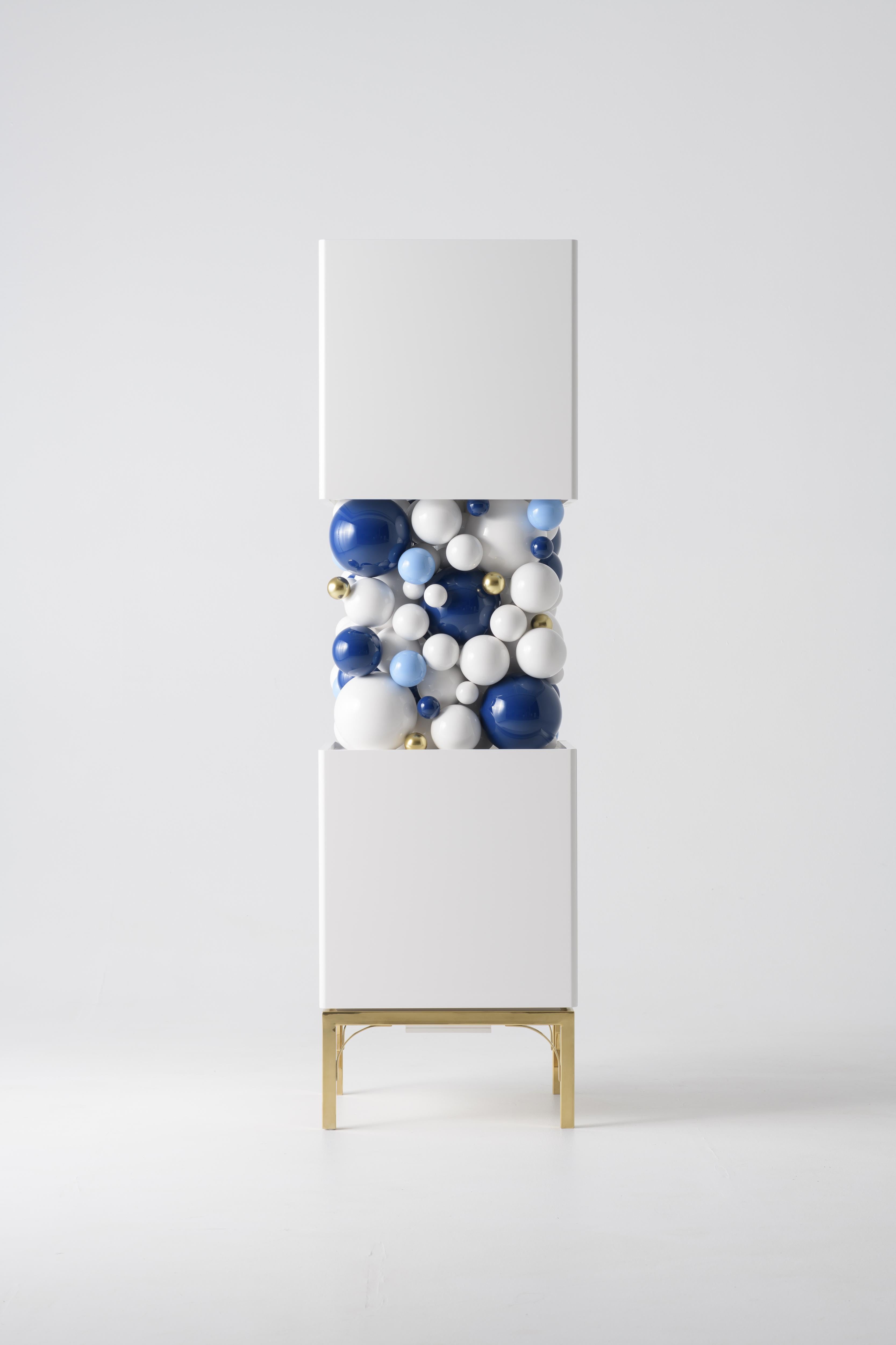 Brass And Burgundy Bubbles Decorative Cabinet by PANOPTIKUM COLLECTIONS For Sale 10