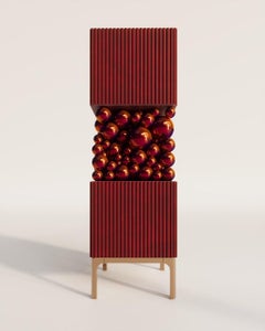 Brass And Burgundy Bubbles Decorative Cabinet by PANOPTIKUM COLLECTIONS