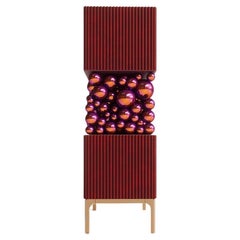 Brass And Burgundy Bubbles Decorative Cabinet by PANOPTIKUM COLLECTIONS