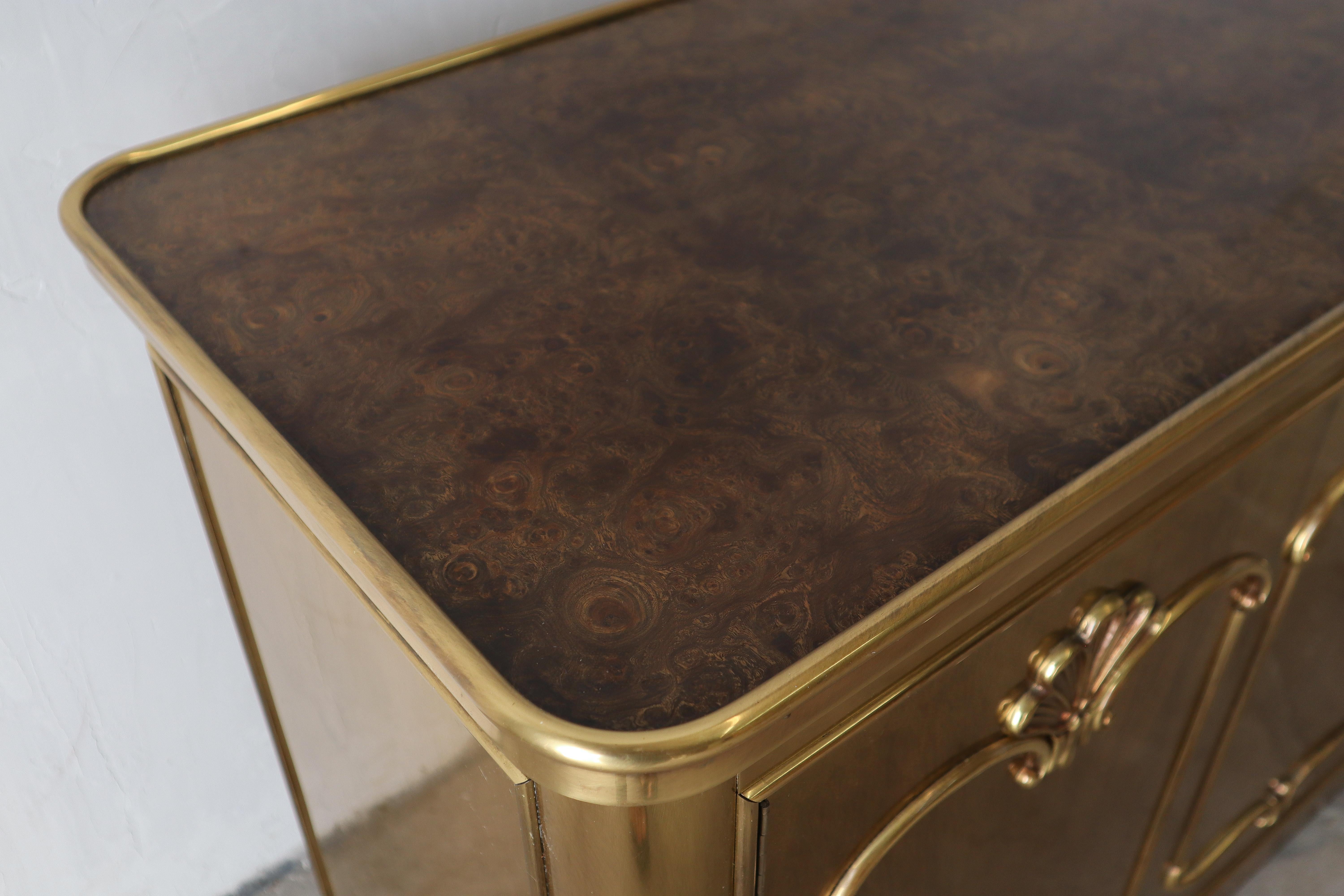 Brass and Burled Credenza by Mastercraft 2