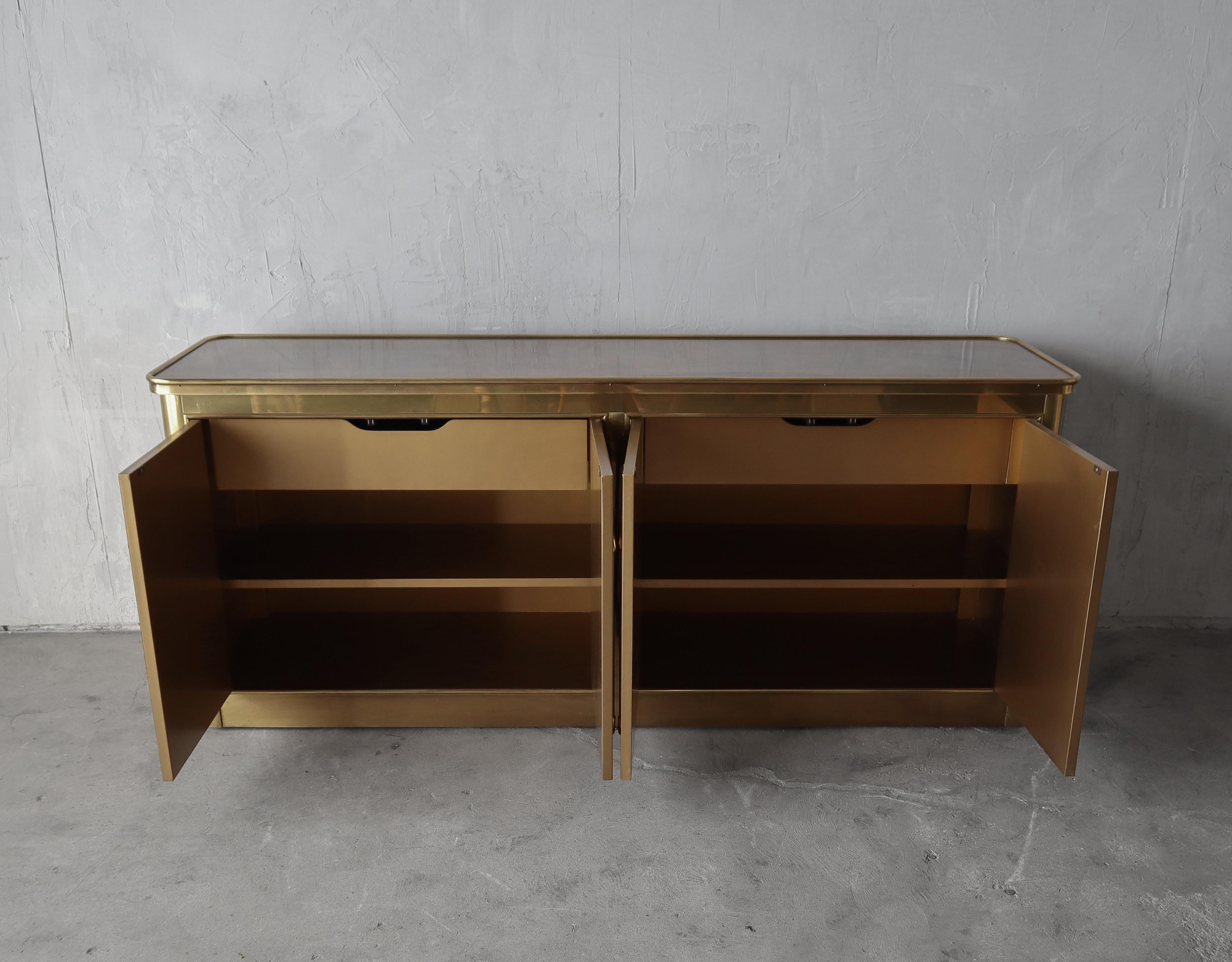 Brass and Burled Credenza by Mastercraft 3